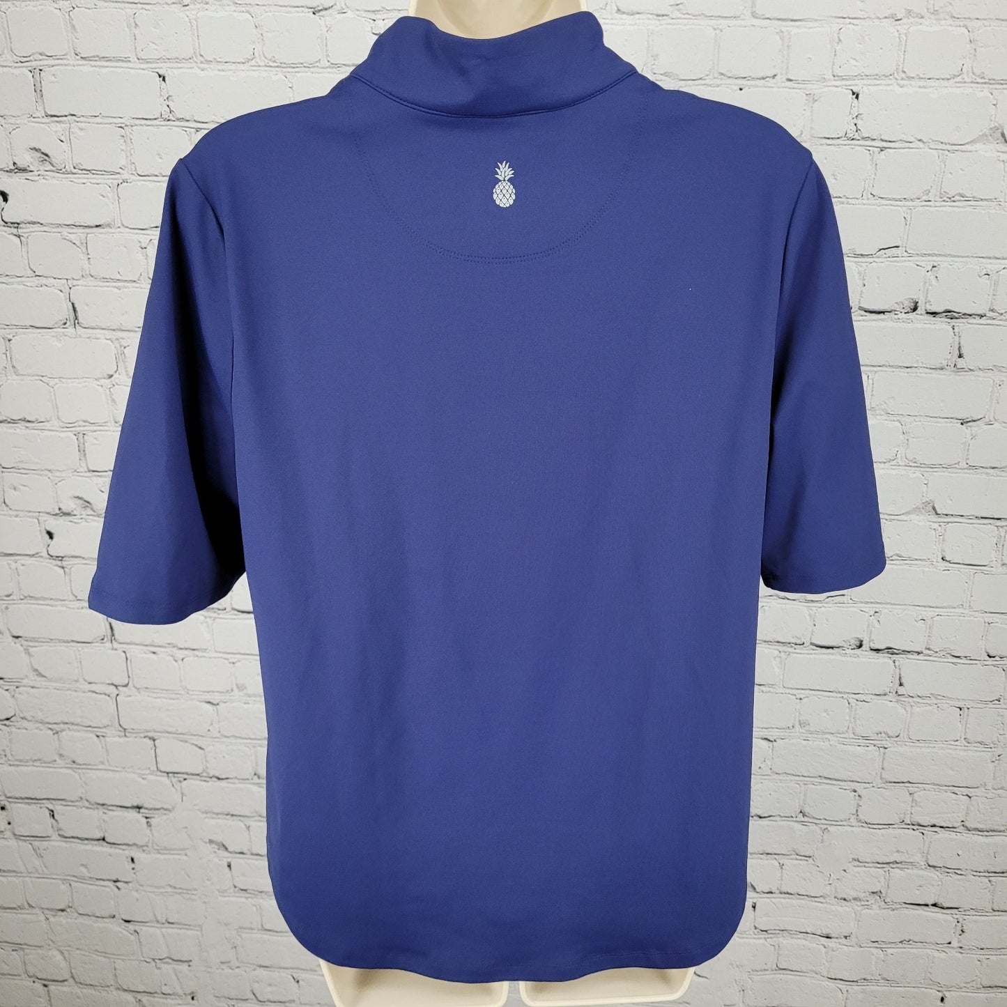 Tommy Bahama Navy IslandZone Activewear Stretch Zipped Short Sleeve Top Shirt L