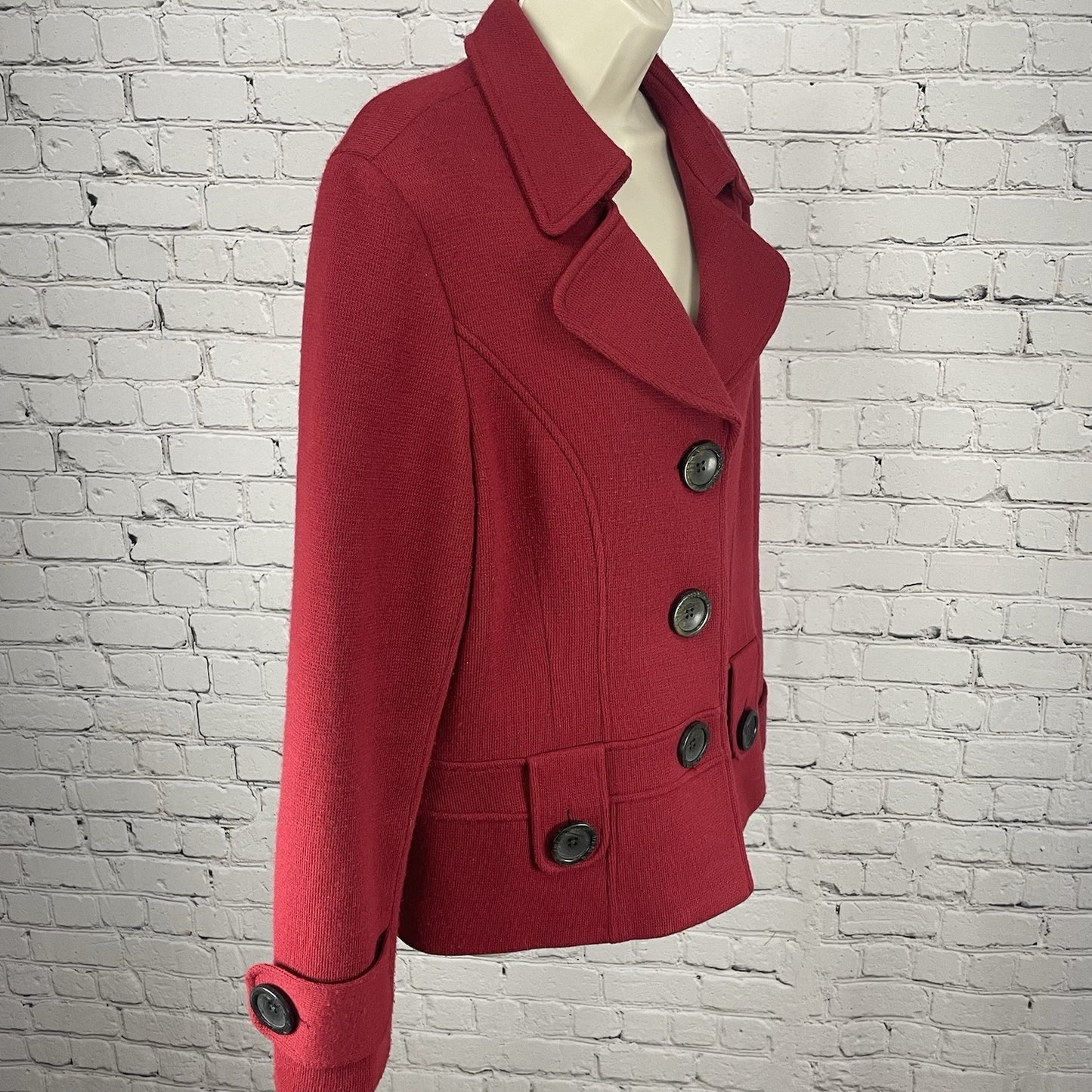 VTG Harold’s Red Wool Blend Buttoned Collared Lined Jacket USA Made Size Large L