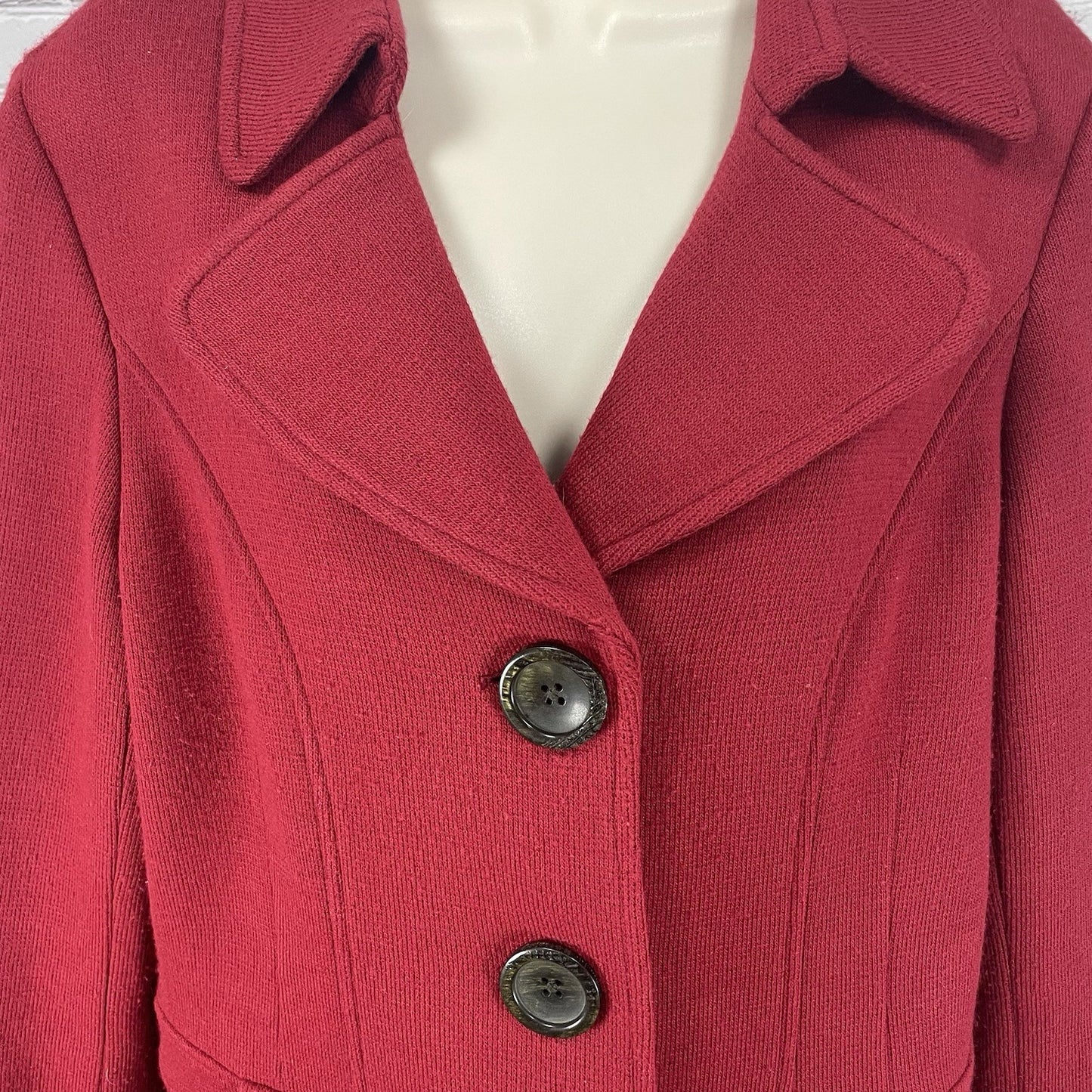 VTG Harold’s Red Wool Blend Buttoned Collared Lined Jacket USA Made Size Large L
