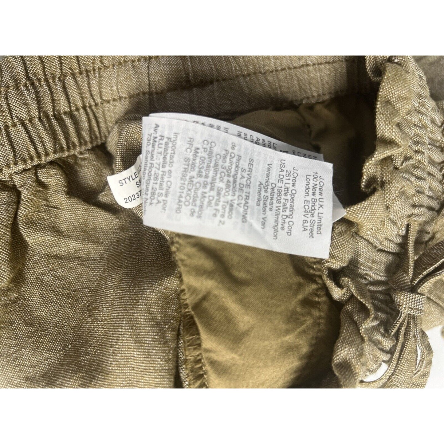 Madewell Spiced Olive Linen Blend Drawstring Elastic Waist Pockets Shorts S