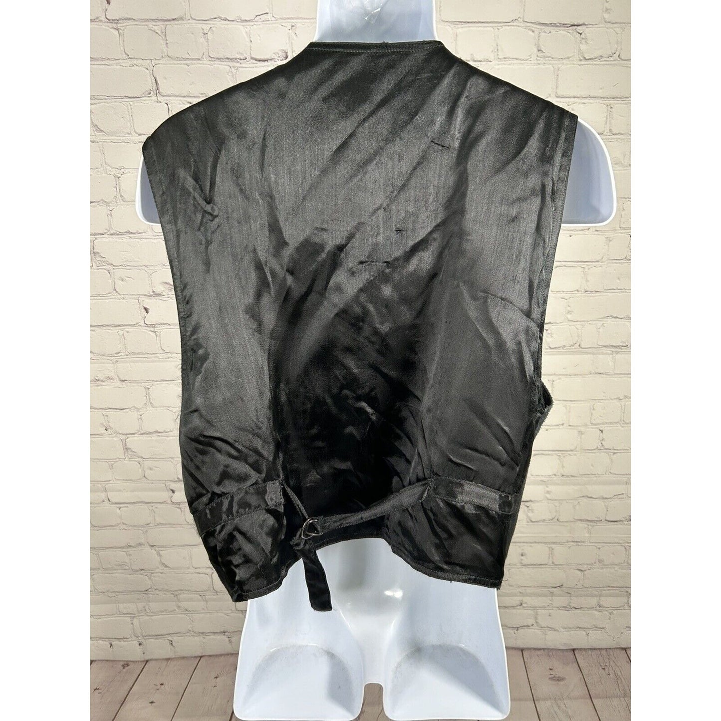 VTG IN PRIVATE Solid Black Genuine Leather Snap Down V Neck Western Vest Men’s L
