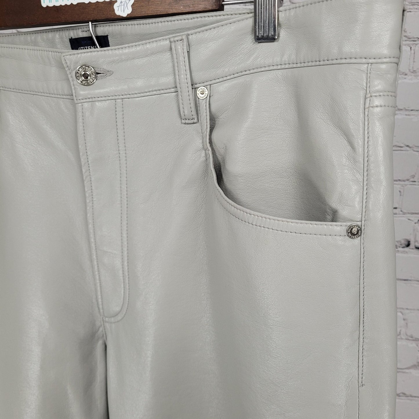 Citizens Of Humanity Gaucho Willow Grey Recycled Leather Crop Pants 34 (39x26)