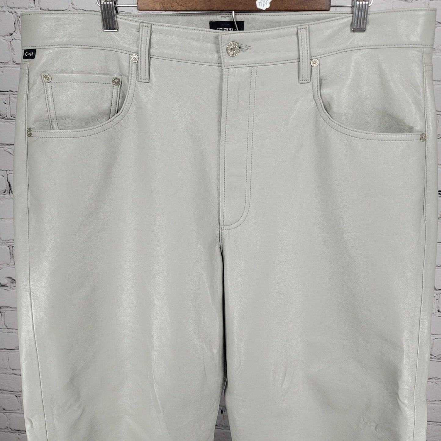 Citizens Of Humanity Gaucho Willow Grey Recycled Leather Crop Pants 34 (39x26)