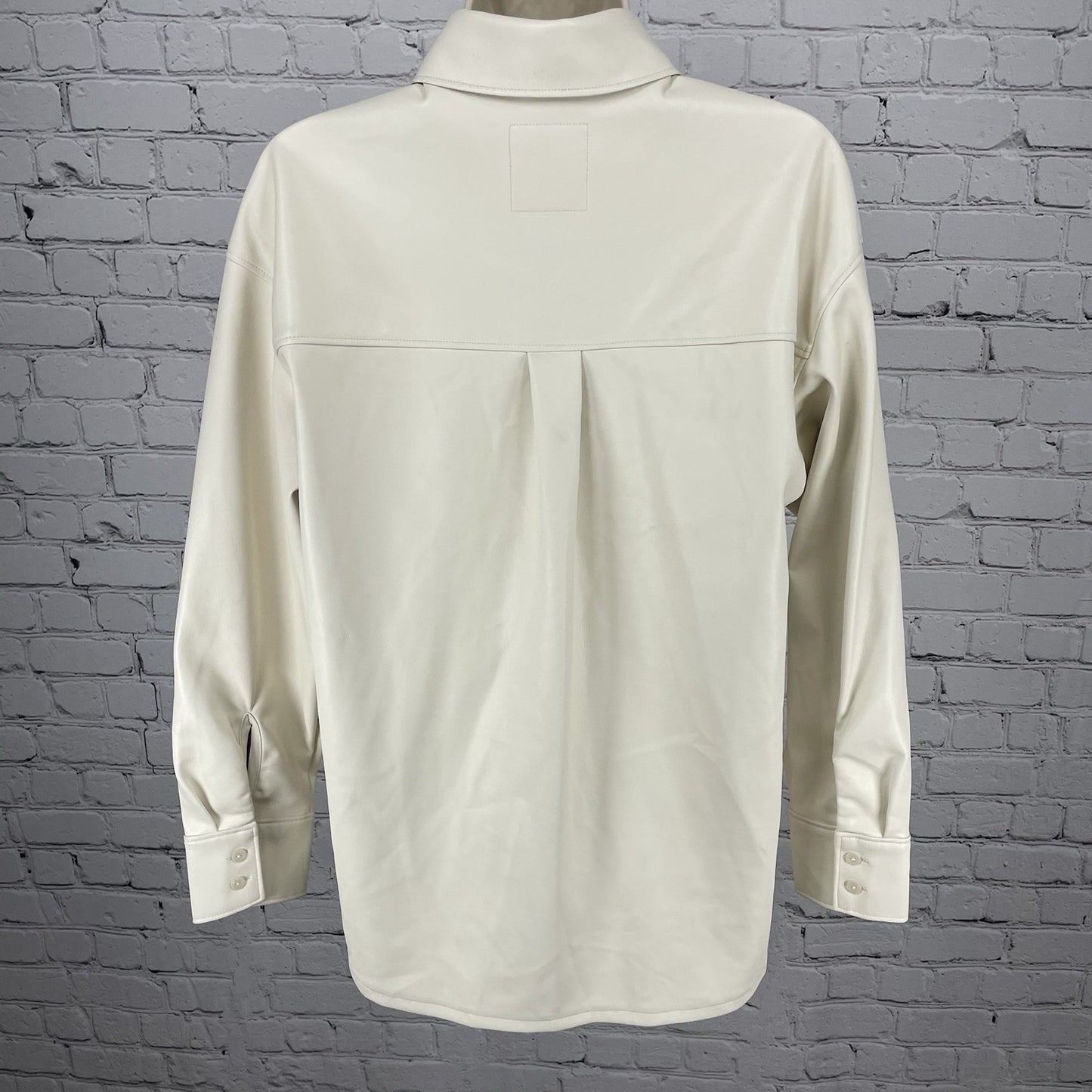 Abercrombie & Fitch Ivory Faux Leather Oversized Shacket Jacket Size Small S