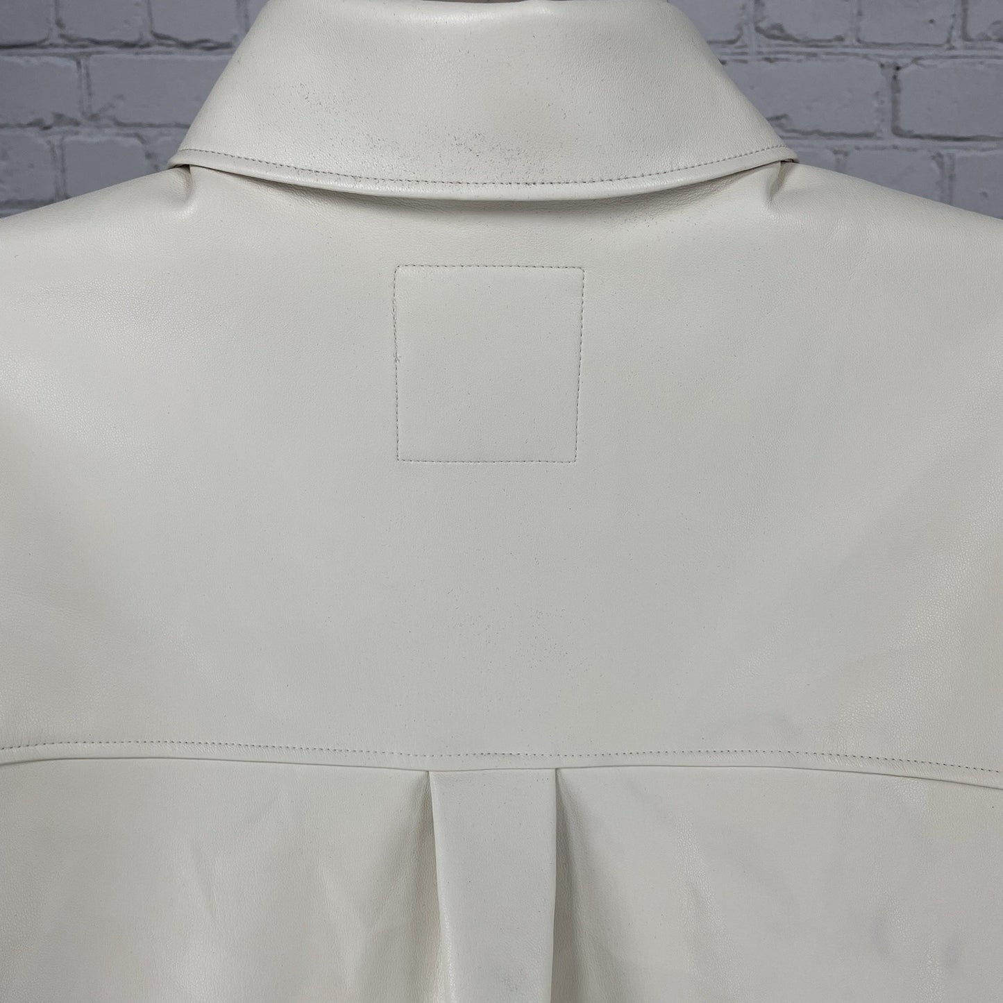 Abercrombie & Fitch Ivory Faux Leather Oversized Shacket Jacket Size Small S