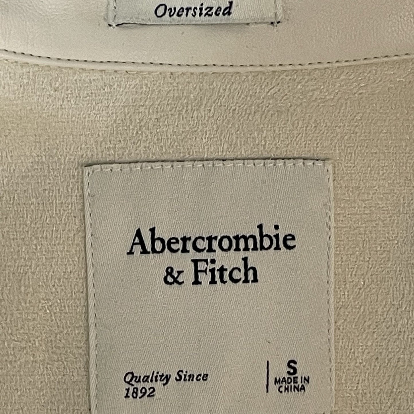Abercrombie & Fitch Ivory Faux Leather Oversized Shacket Jacket Size Small S