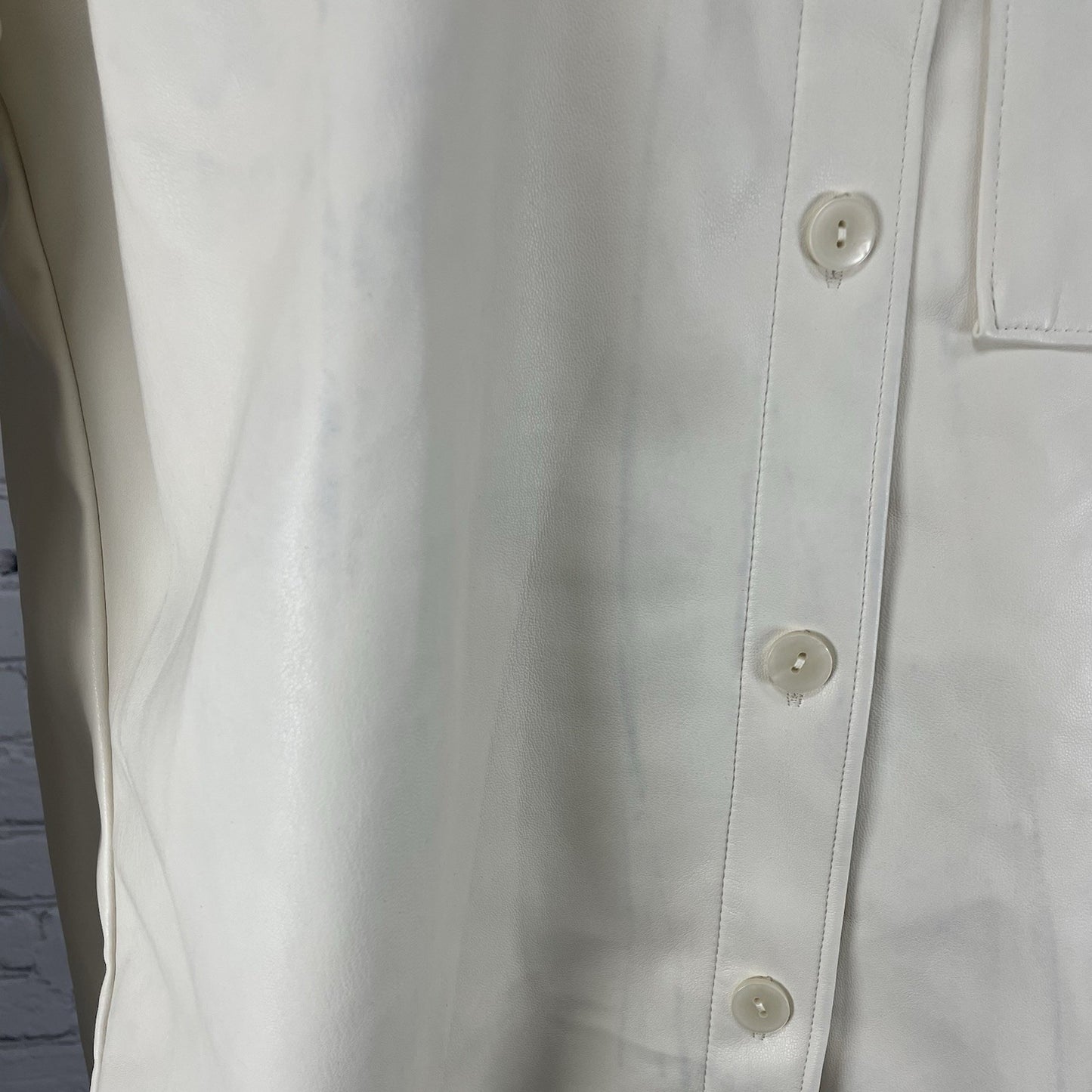 Abercrombie & Fitch Ivory Faux Leather Oversized Shacket Jacket Size Small S