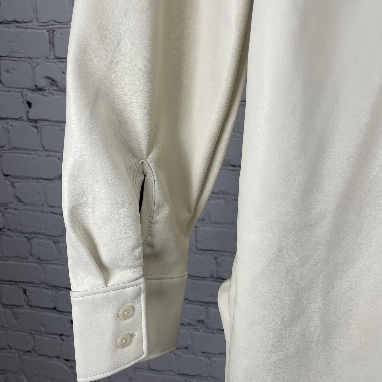 Abercrombie & Fitch Ivory Faux Leather Oversized Shacket Jacket Size Small S
