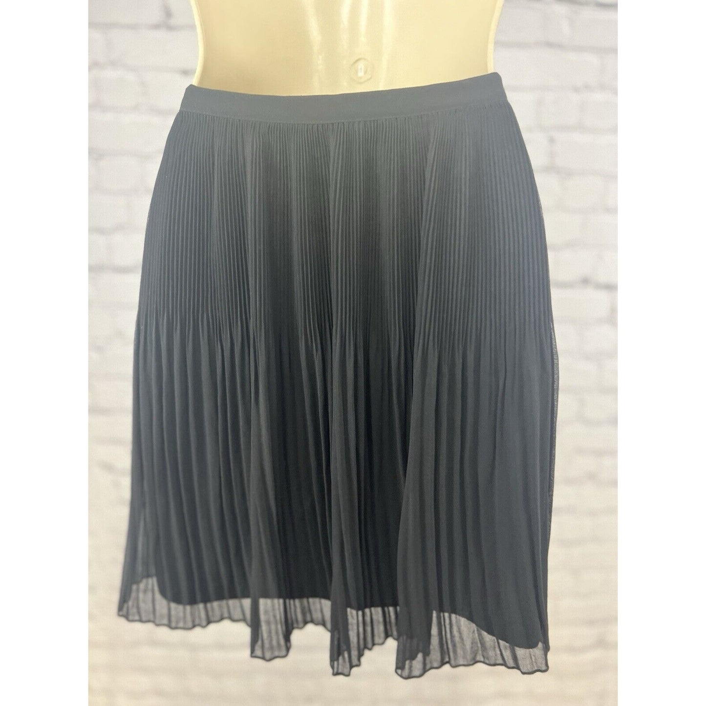 Zara Basic Collection Black Accordion Pleated Short Sheer Side Zip Skirt Size S
