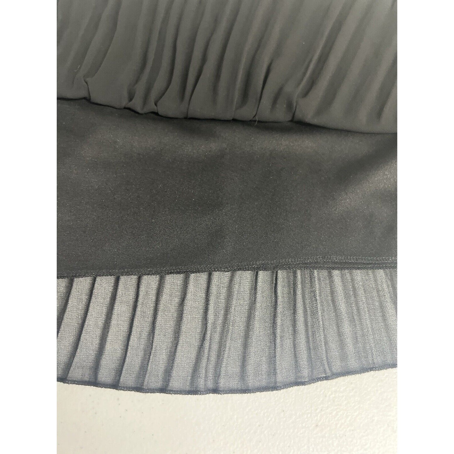 Zara Basic Collection Black Accordion Pleated Short Sheer Side Zip Skirt Size S
