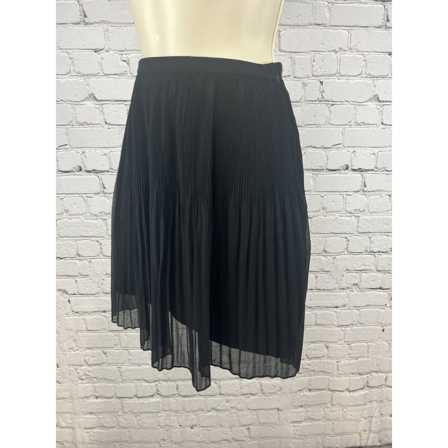 Zara Basic Collection Black Accordion Pleated Short Sheer Side Zip Skirt Size S