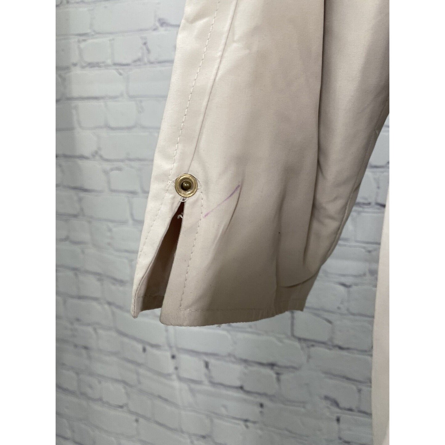Elan Beige Removeable Lining Collared Zip Up Waist Tie Coat Size 14