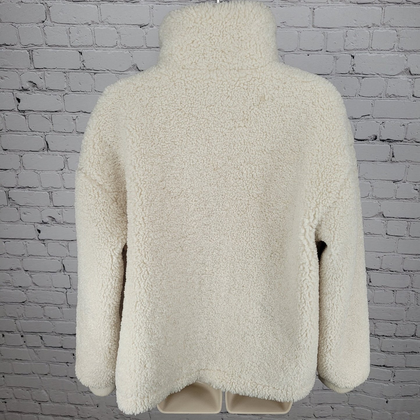 Levi's Cream White Sherpa Plush Full Zip & Snapped Lined Jacket Size Medium M