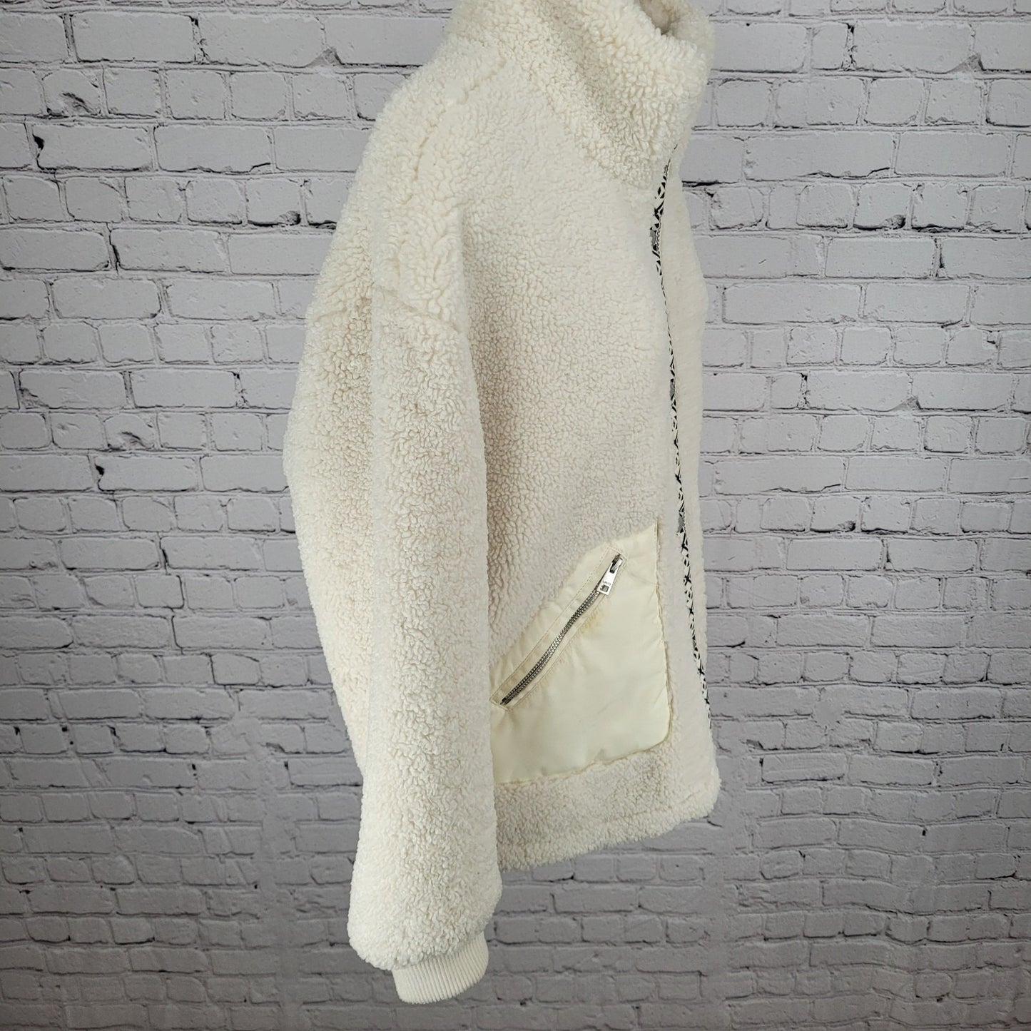 Levi's Cream White Sherpa Plush Full Zip & Snapped Lined Jacket Size Medium M
