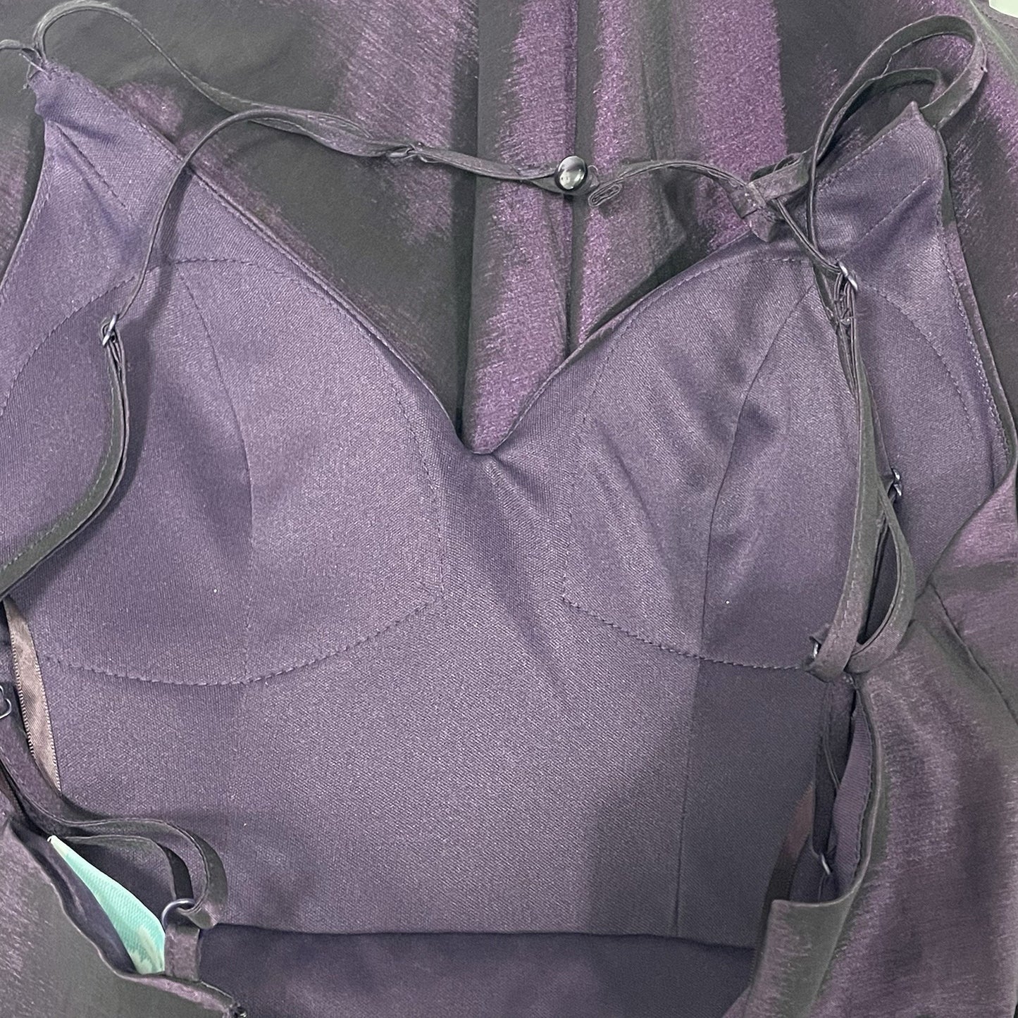 NWT Camille La Vie Purple A Line Pleated Strappy Zip Padded Short Dress Size 4