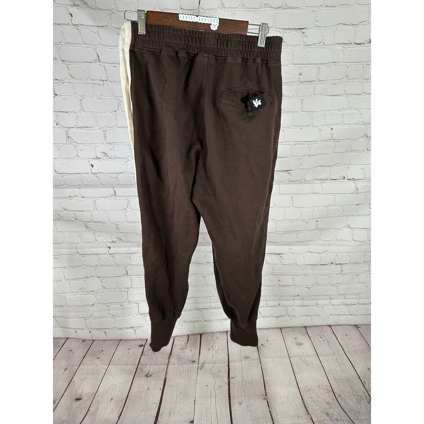 Youngla White Brown Tear Away Side Snaps Jogger Sweat Pants Men’s M (28 x 27)