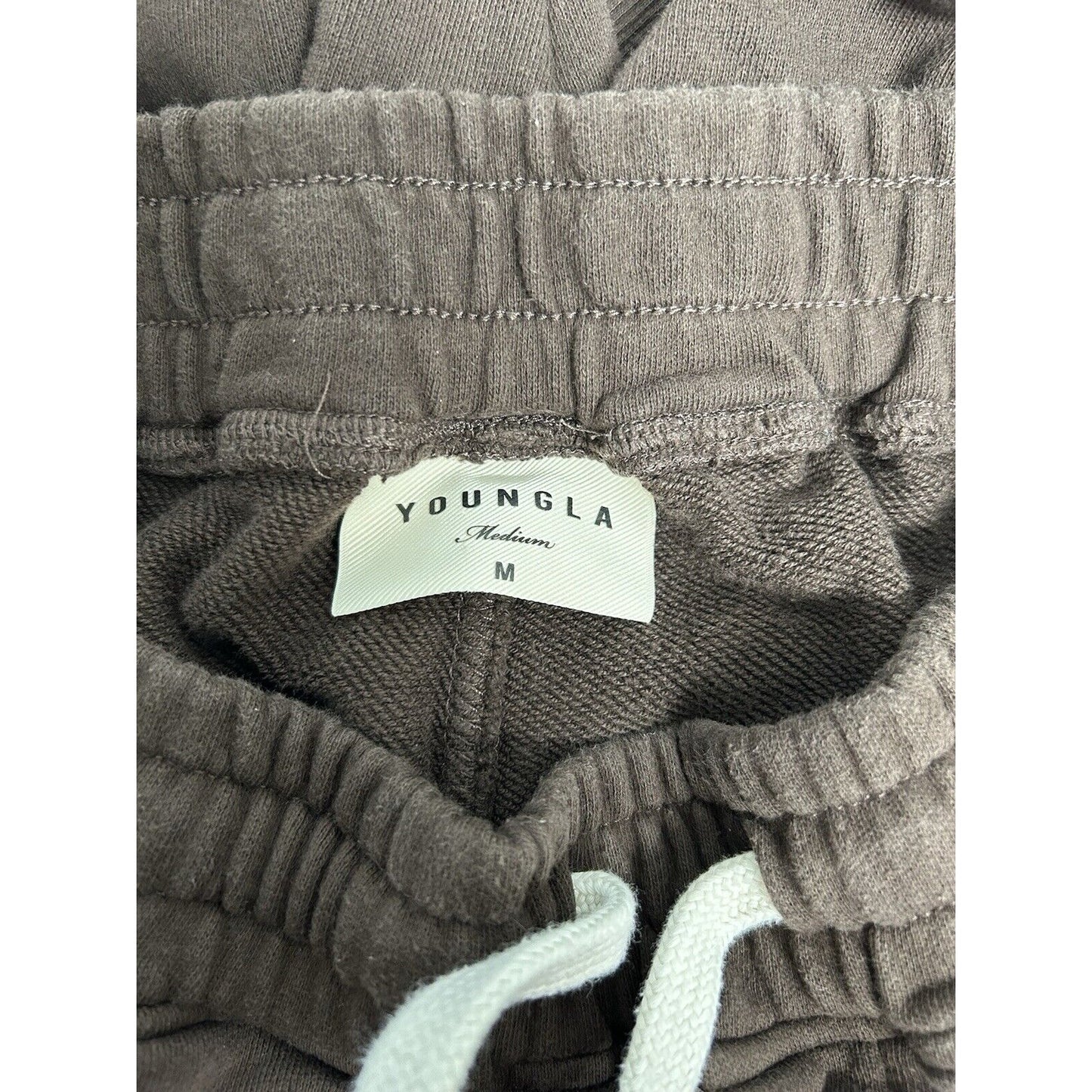 Youngla White Brown Tear Away Side Snaps Jogger Sweat Pants Men’s M (28 x 27)