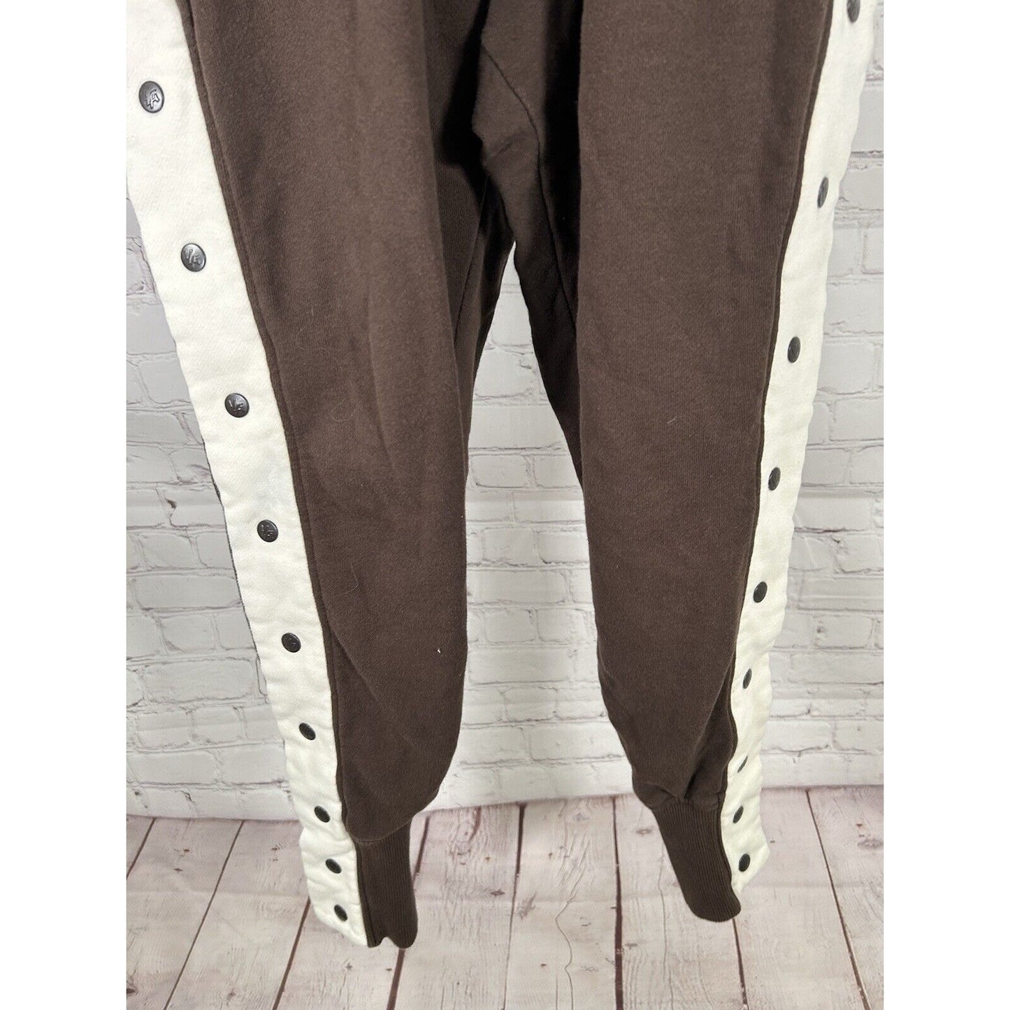 Youngla White Brown Tear Away Side Snaps Jogger Sweat Pants Men’s M (28 x 27)
