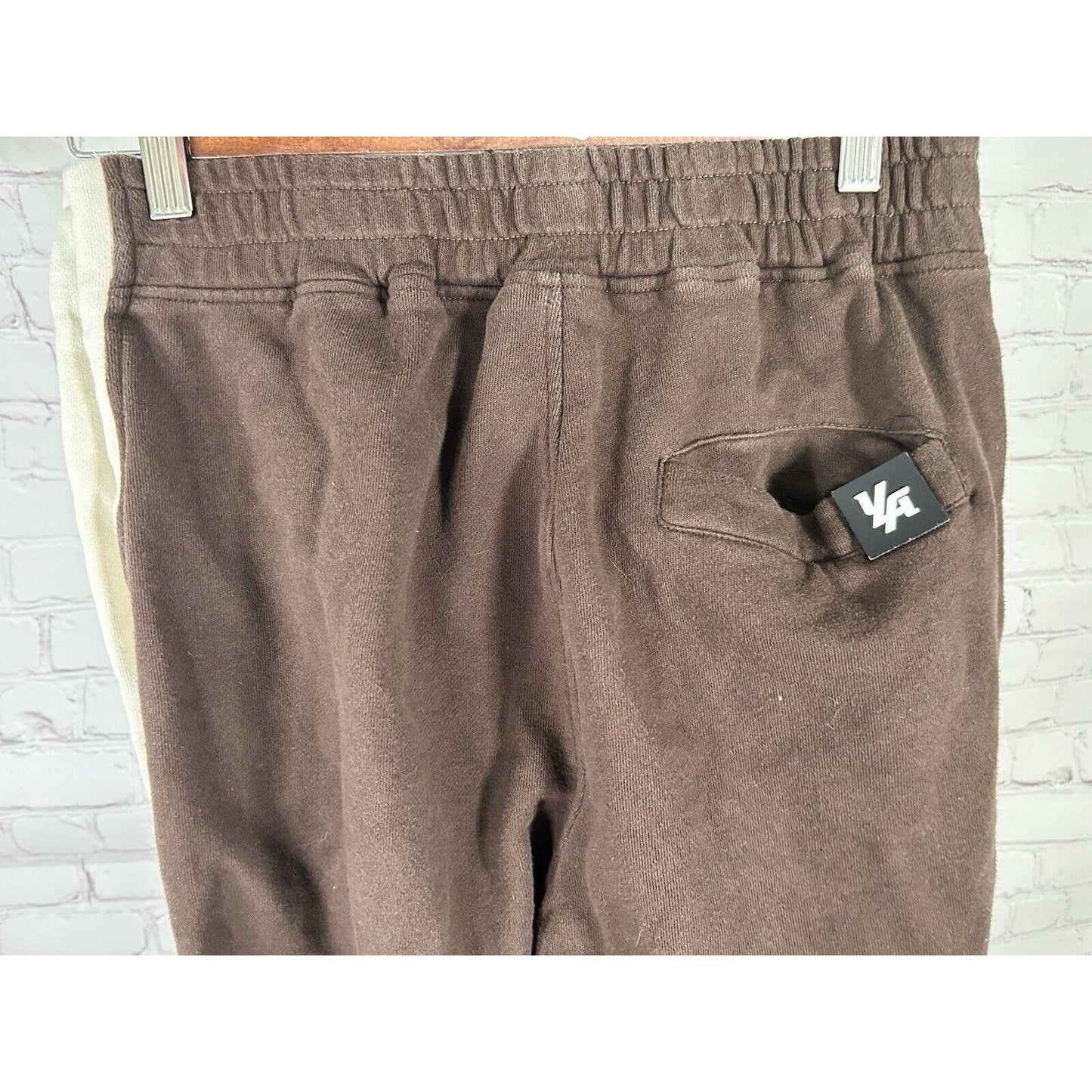 Youngla White Brown Tear Away Side Snaps Jogger Sweat Pants Men’s M (28 x 27)