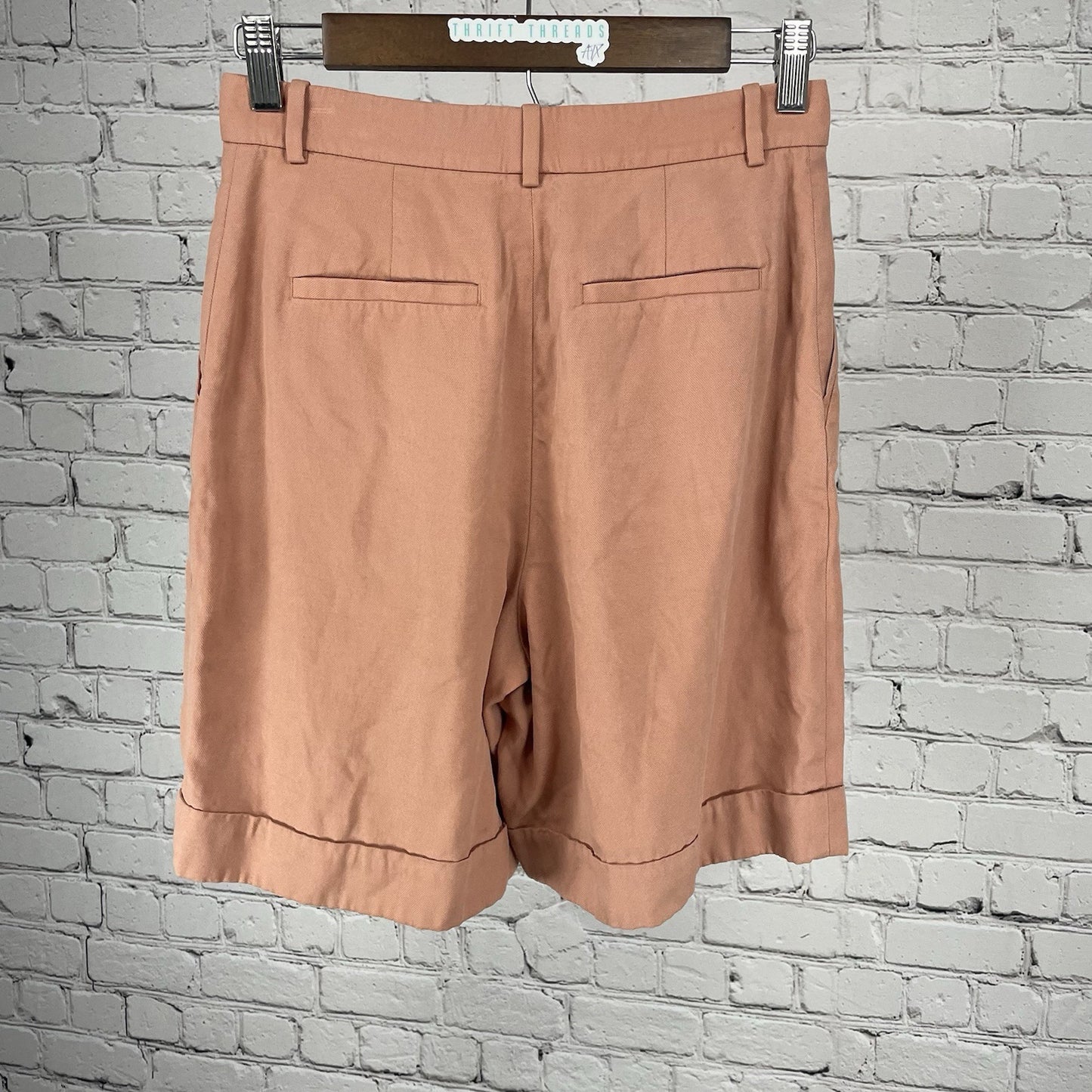 Everlane Blush Pink Pleated Lightweight Pockets Chino Cuffed Shorts Size 0