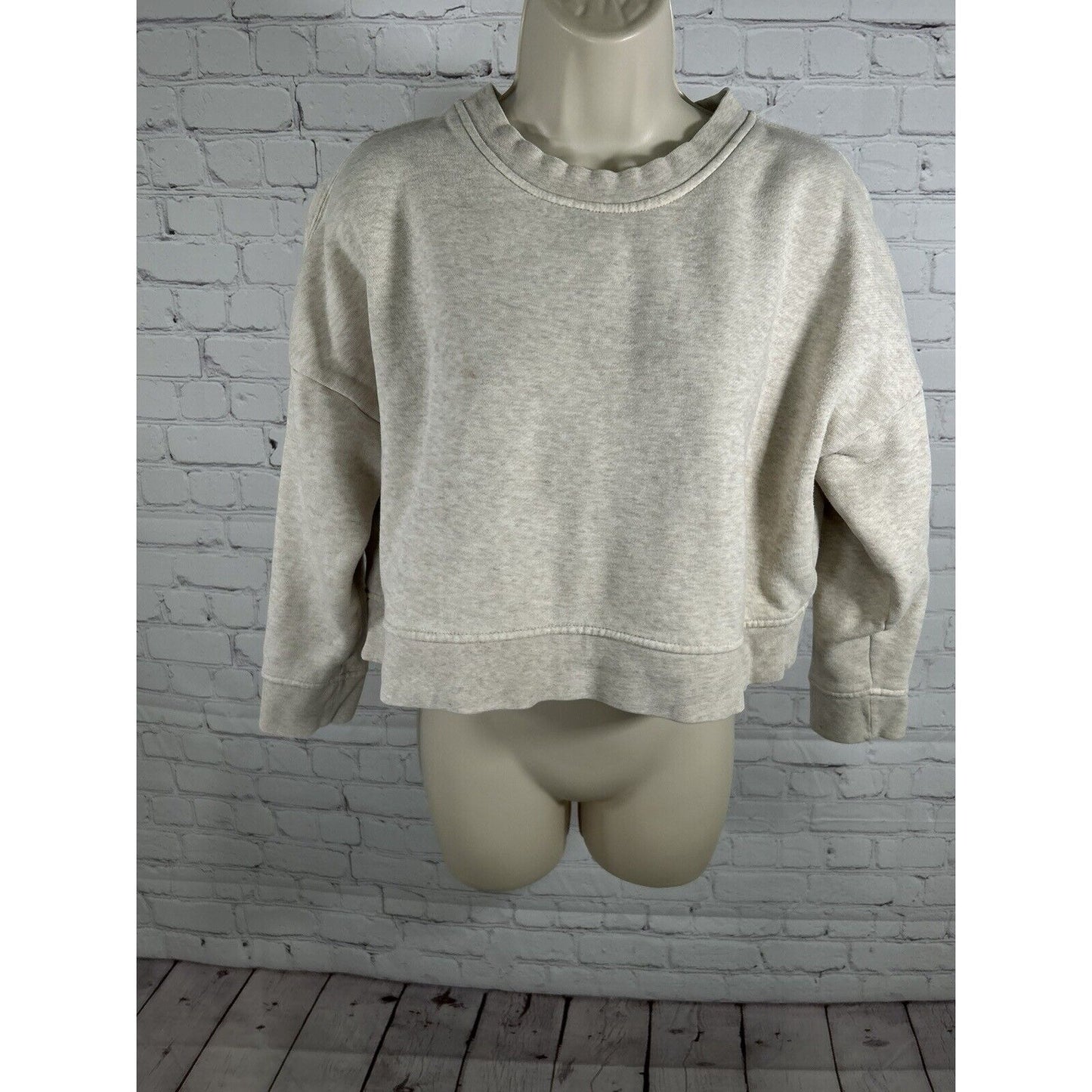 MWL Madewell Beige Cropped Pullover Sweatshirt Organic Cotton Blend Women’s S
