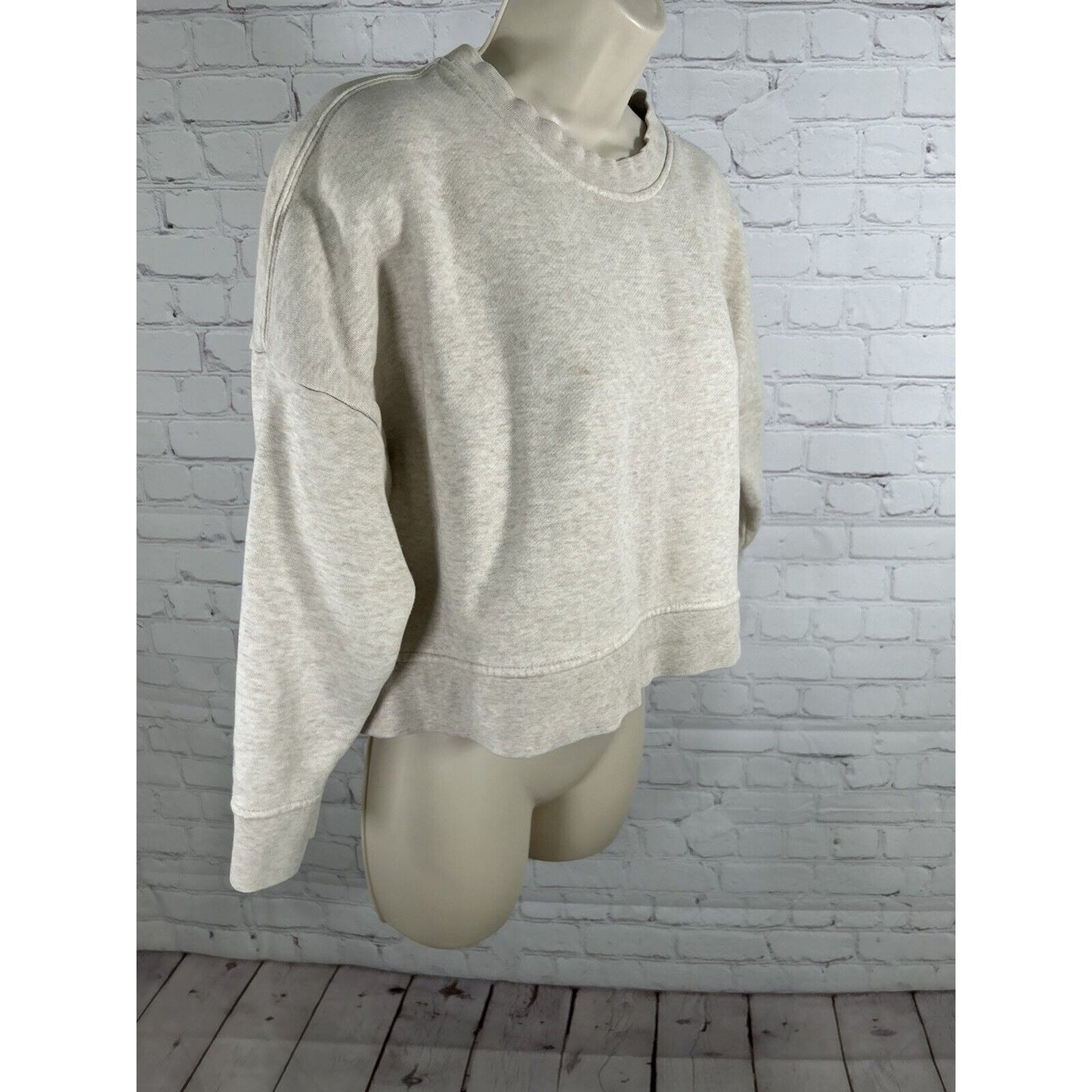 MWL Madewell Beige Cropped Pullover Sweatshirt Organic Cotton Blend Women’s S