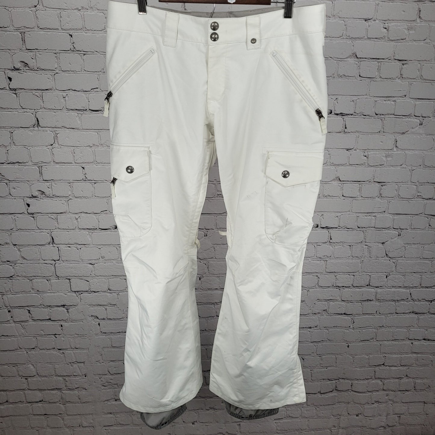 Burton White Dry Ride Adjustable Waist Ski Snowboard Pants Size Large L (35x30)