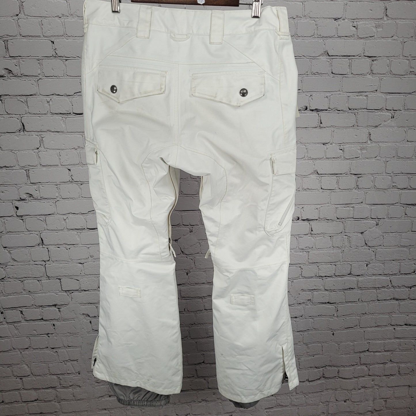 Burton White Dry Ride Adjustable Waist Ski Snowboard Pants Size Large L (35x30)