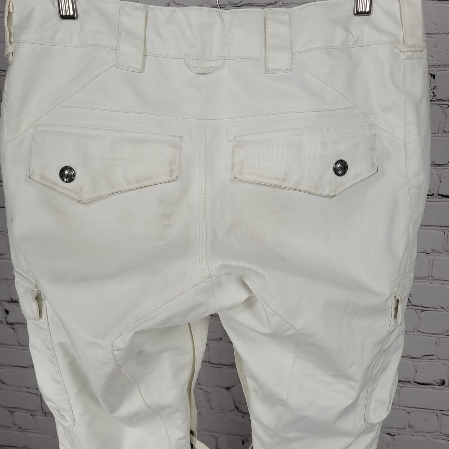 Burton White Dry Ride Adjustable Waist Ski Snowboard Pants Size Large L (35x30)