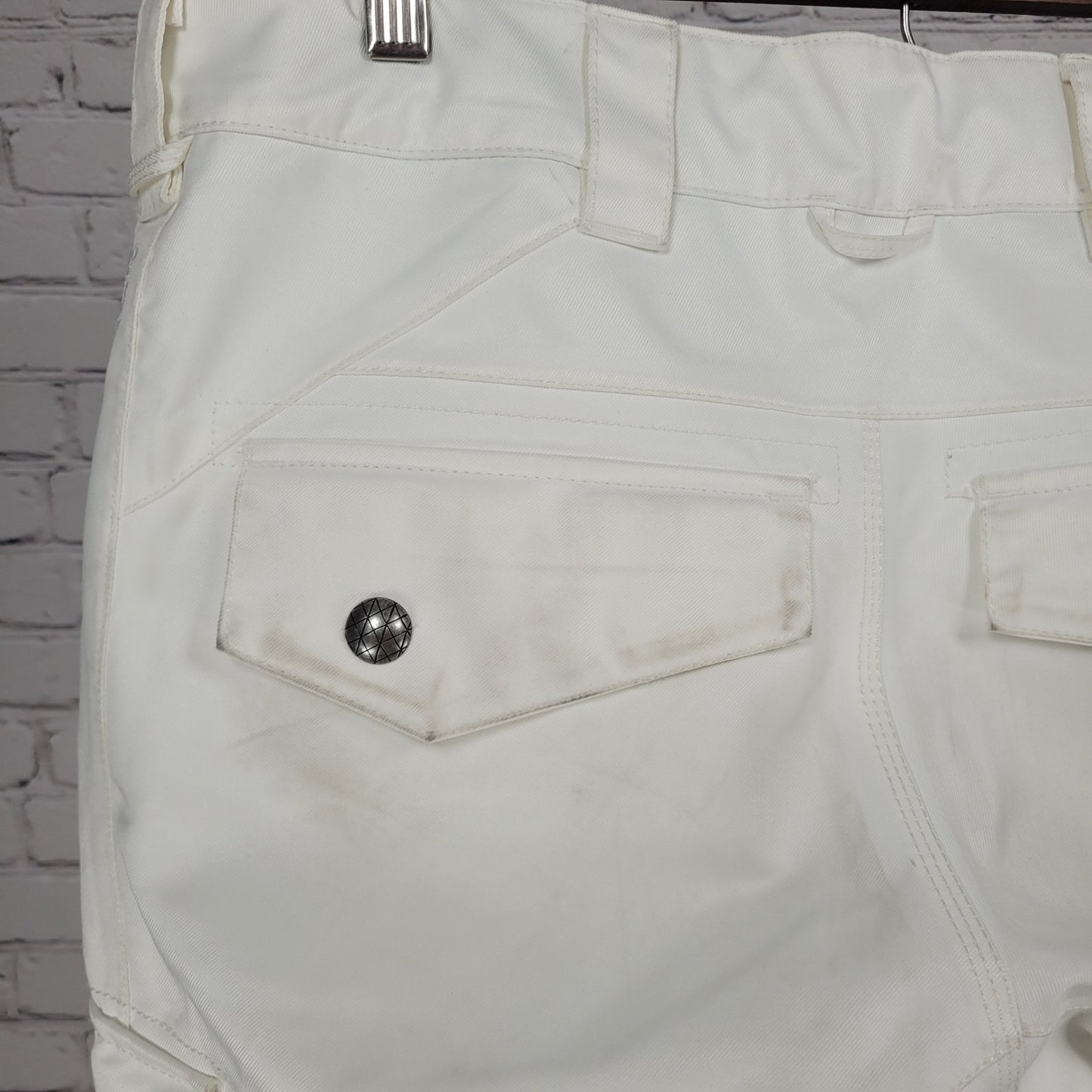 Burton White Dry Ride Adjustable Waist Ski Snowboard Pants Size Large L (35x30)