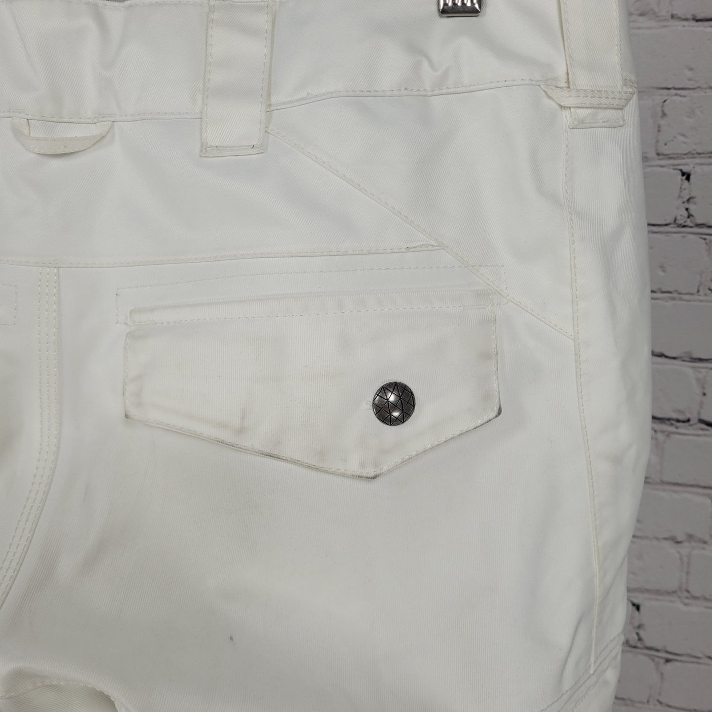 Burton White Dry Ride Adjustable Waist Ski Snowboard Pants Size Large L (35x30)