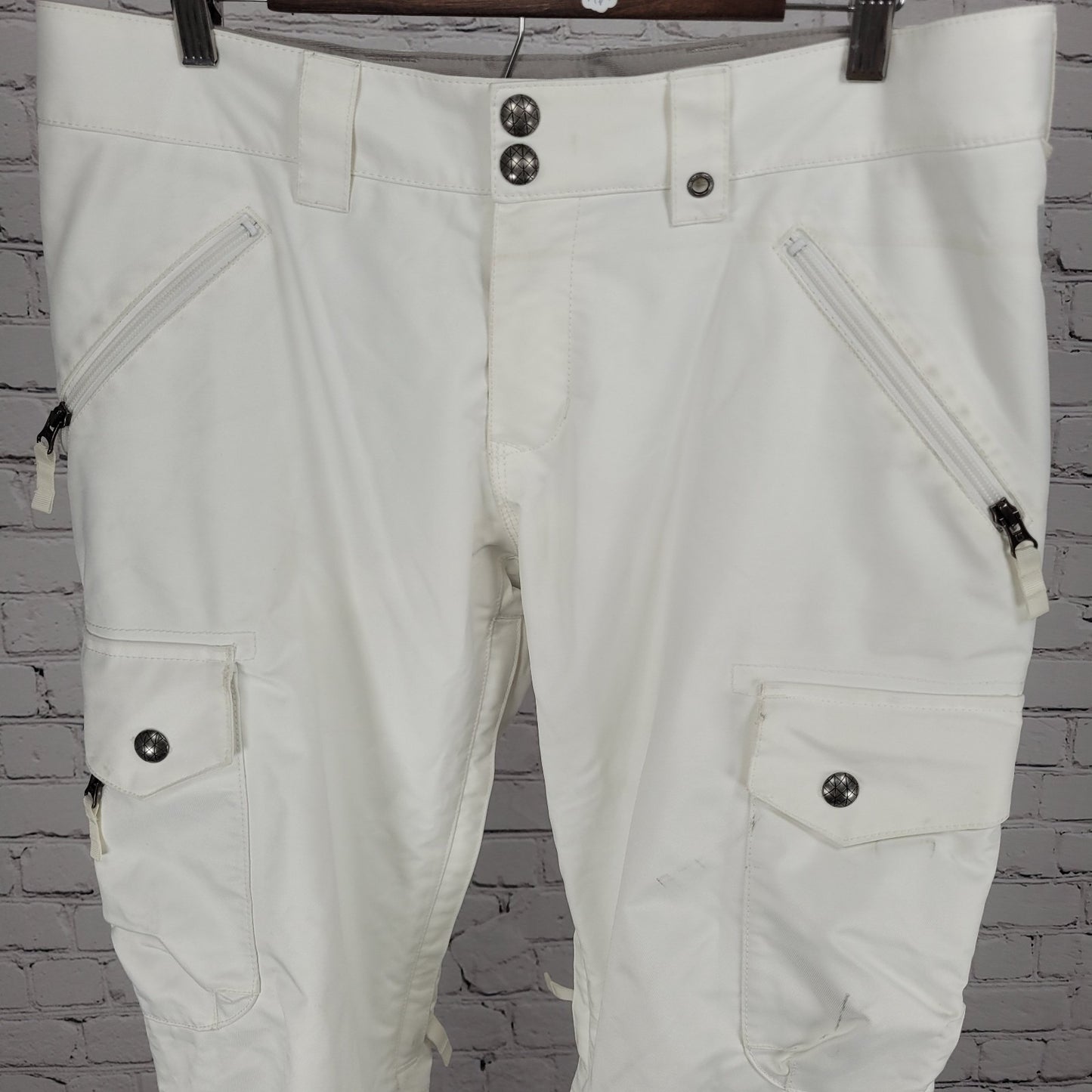 Burton White Dry Ride Adjustable Waist Ski Snowboard Pants Size Large L (35x30)