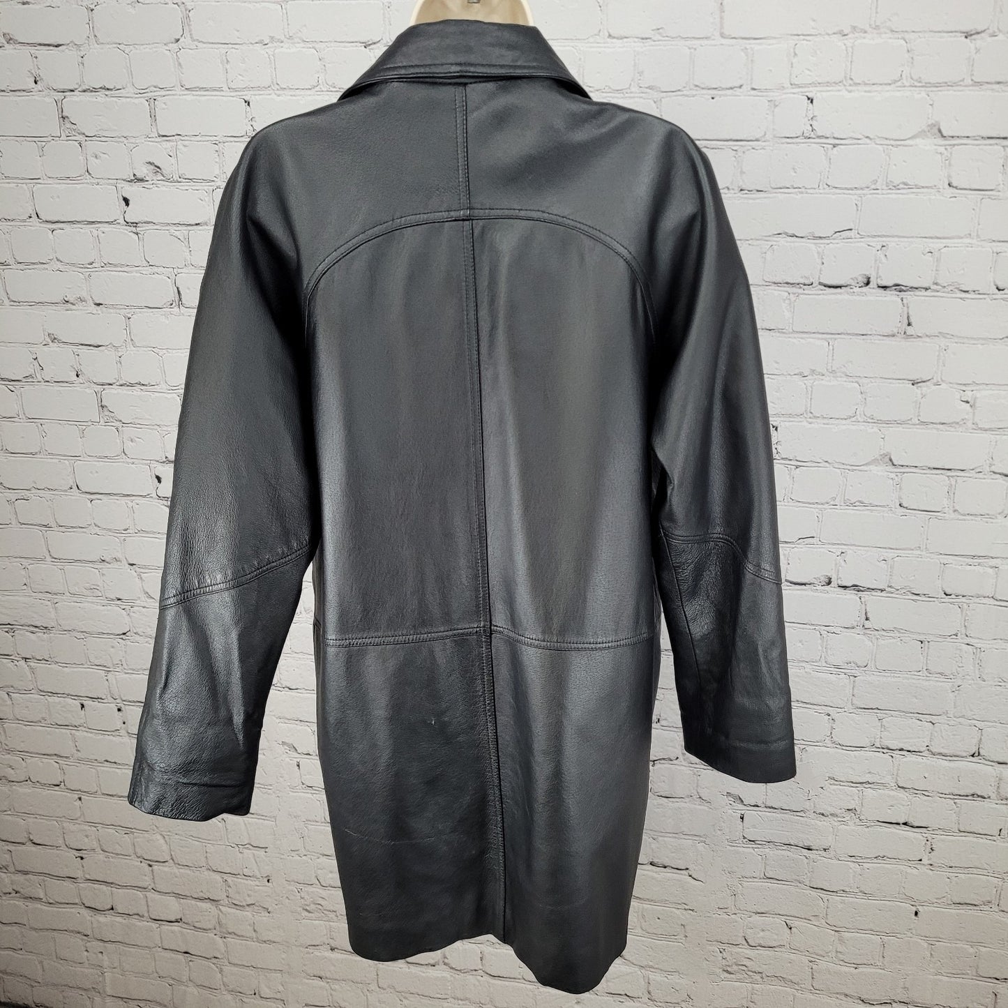 Savannah Black Genuine Leather Buttoned Pockets Lined Jacket Size Small S