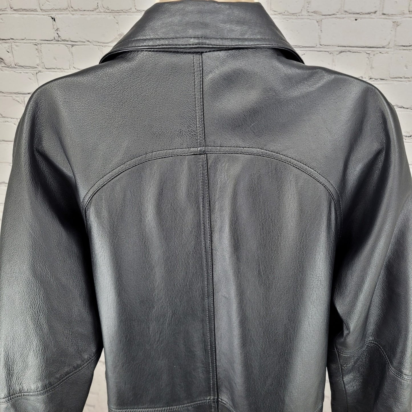 Savannah Black Genuine Leather Buttoned Pockets Lined Jacket Size Small S