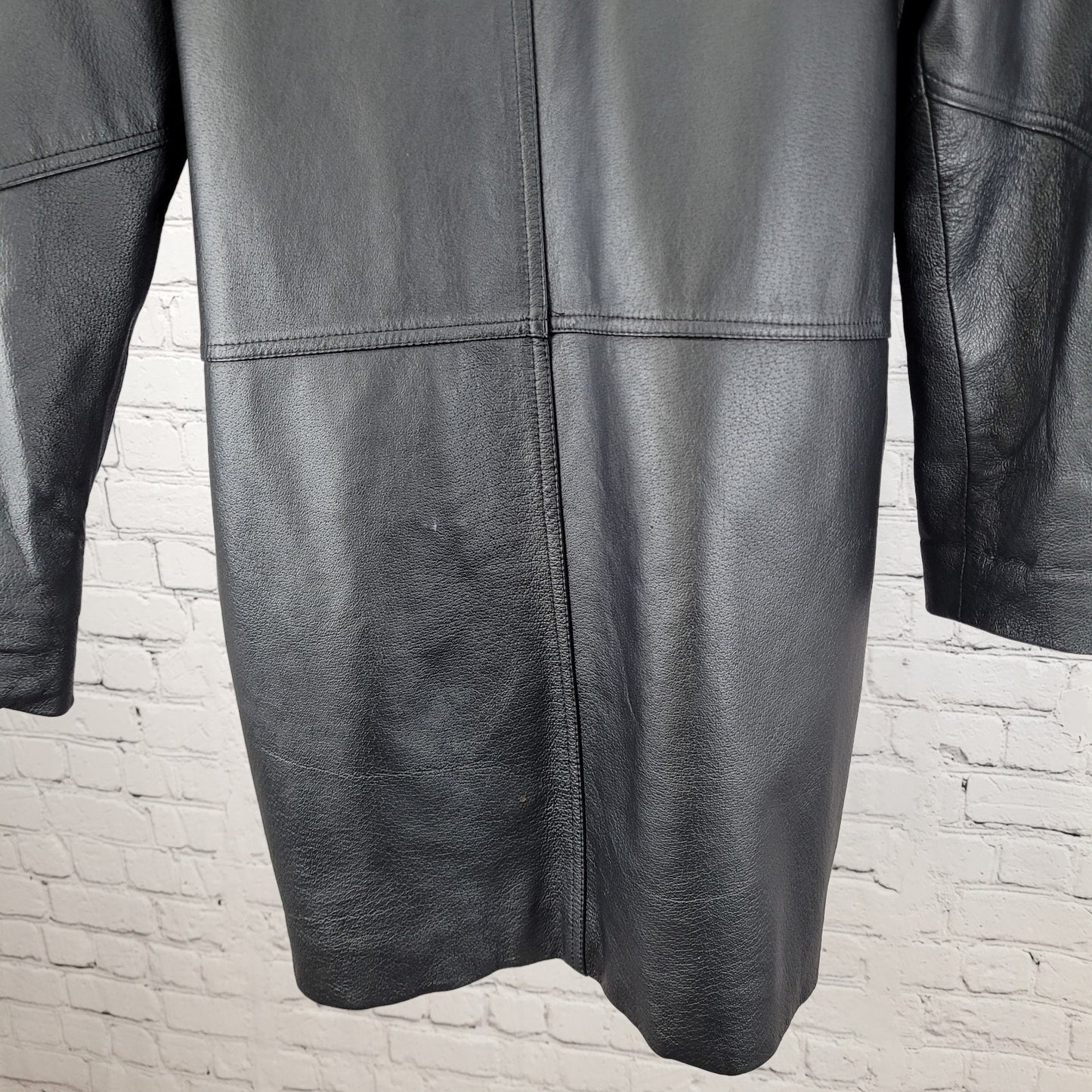 Savannah Black Genuine Leather Buttoned Pockets Lined Jacket Size Small S