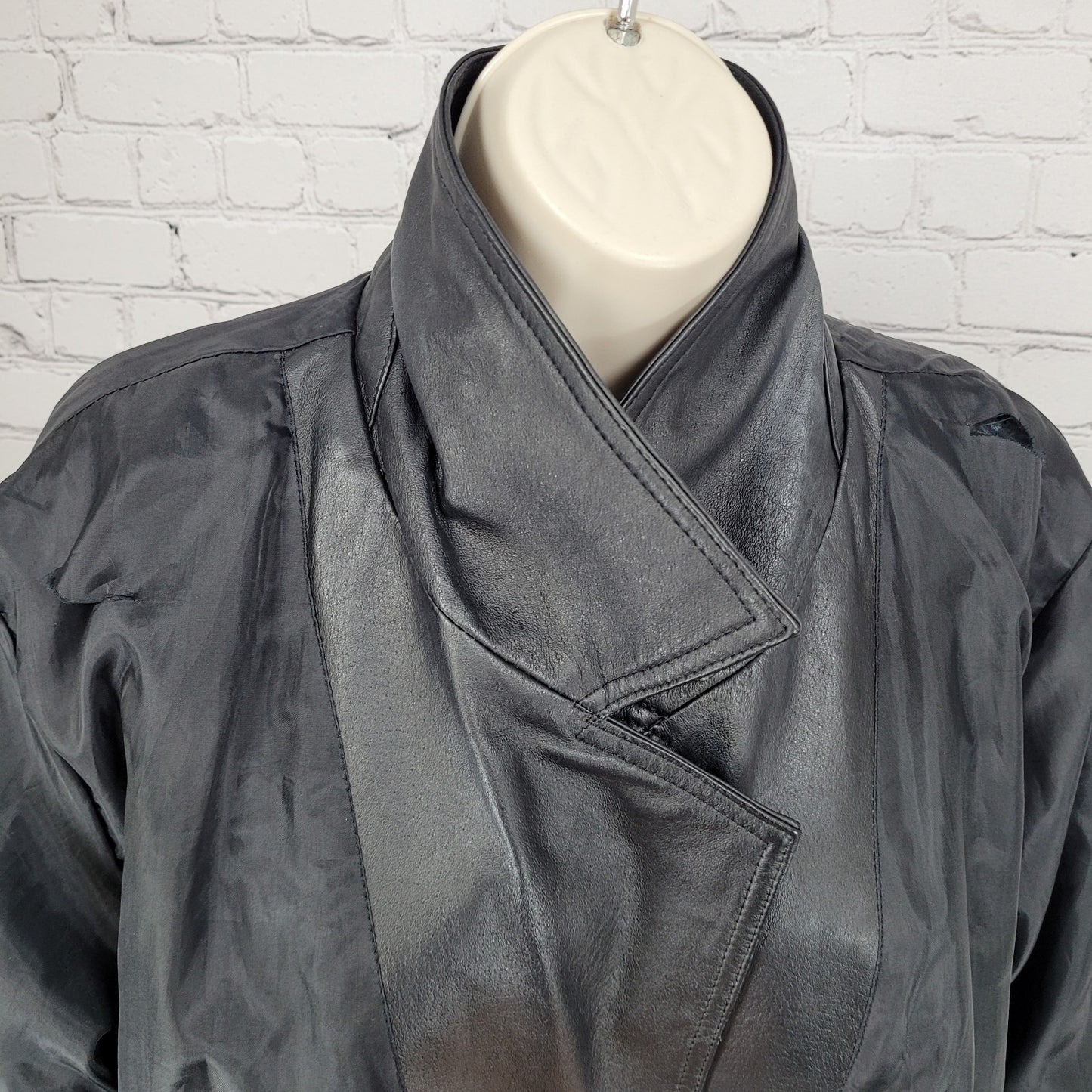 Savannah Black Genuine Leather Buttoned Pockets Lined Jacket Size Small S