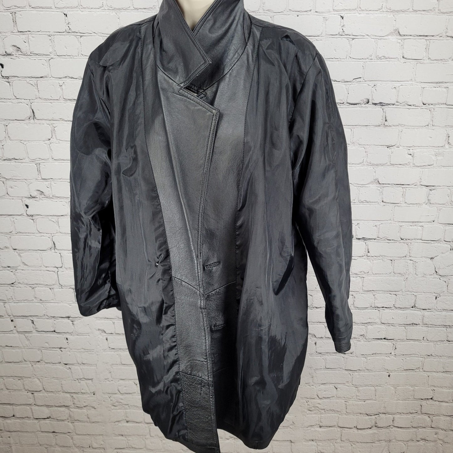 Savannah Black Genuine Leather Buttoned Pockets Lined Jacket Size Small S