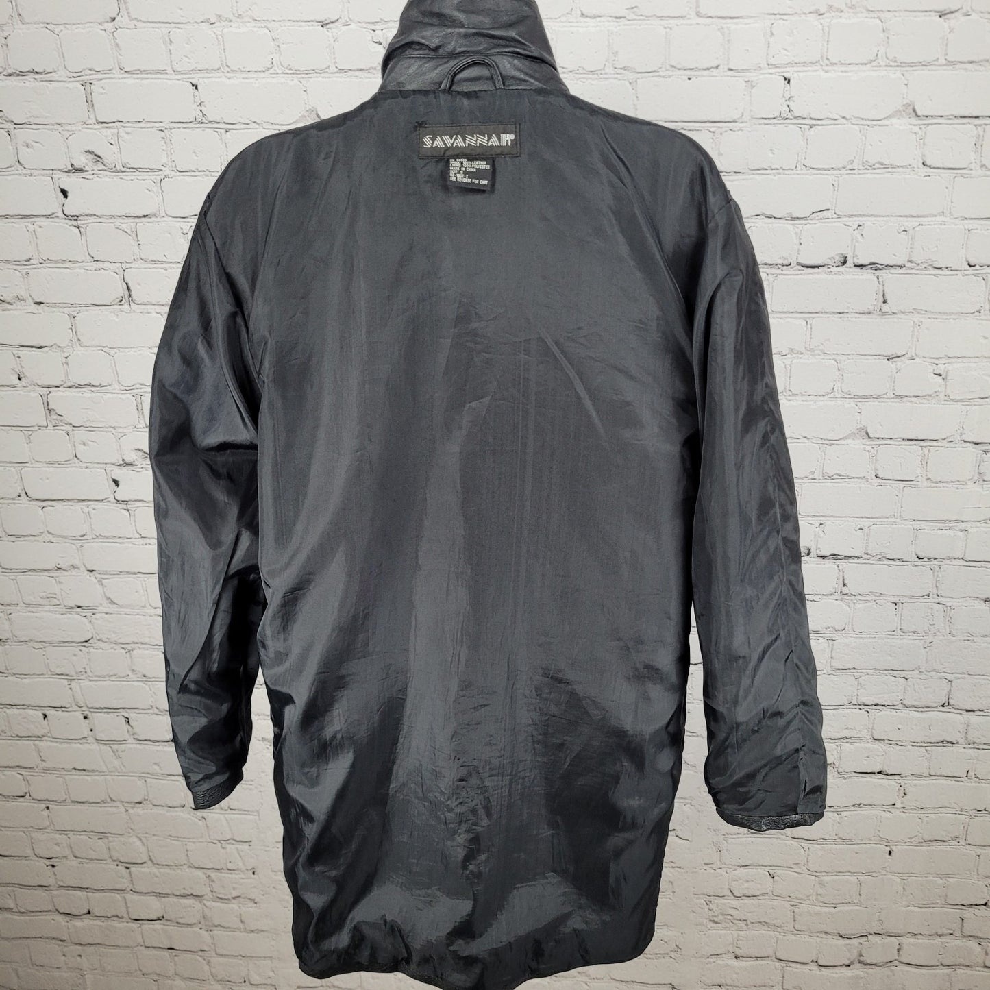 Savannah Black Genuine Leather Buttoned Pockets Lined Jacket Size Small S
