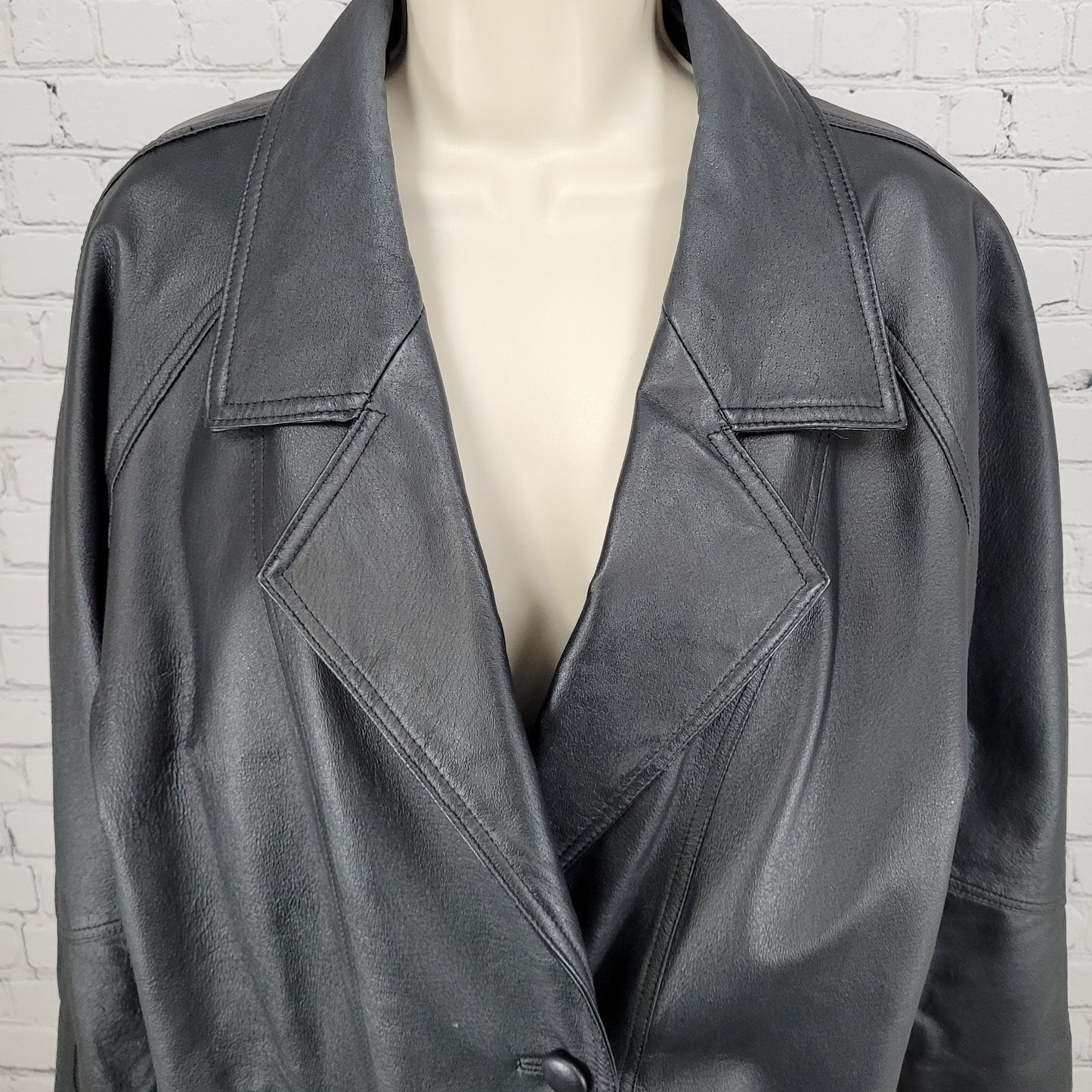 Savannah Black Genuine Leather Buttoned Pockets Lined Jacket Size Small S
