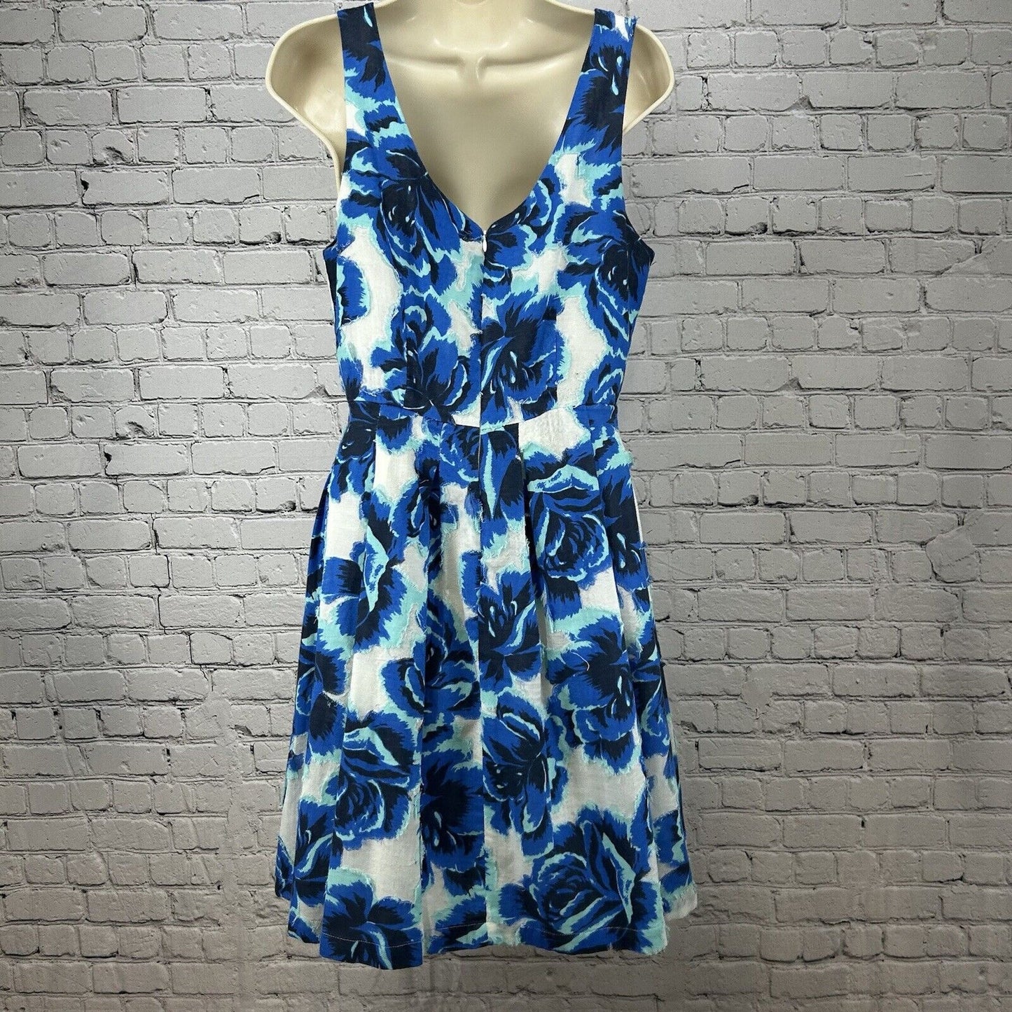Anthropologie Porridge Blue Textured Floral Sleeveless Midi Dress Size 8