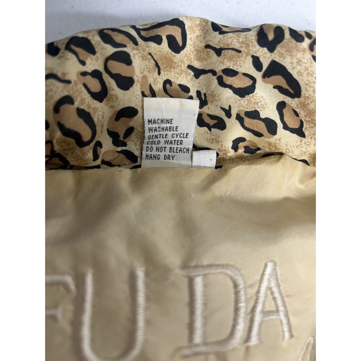 VTG FUDA International Leopard Print Full Zip 100% Silk Bomber Style Jacket L