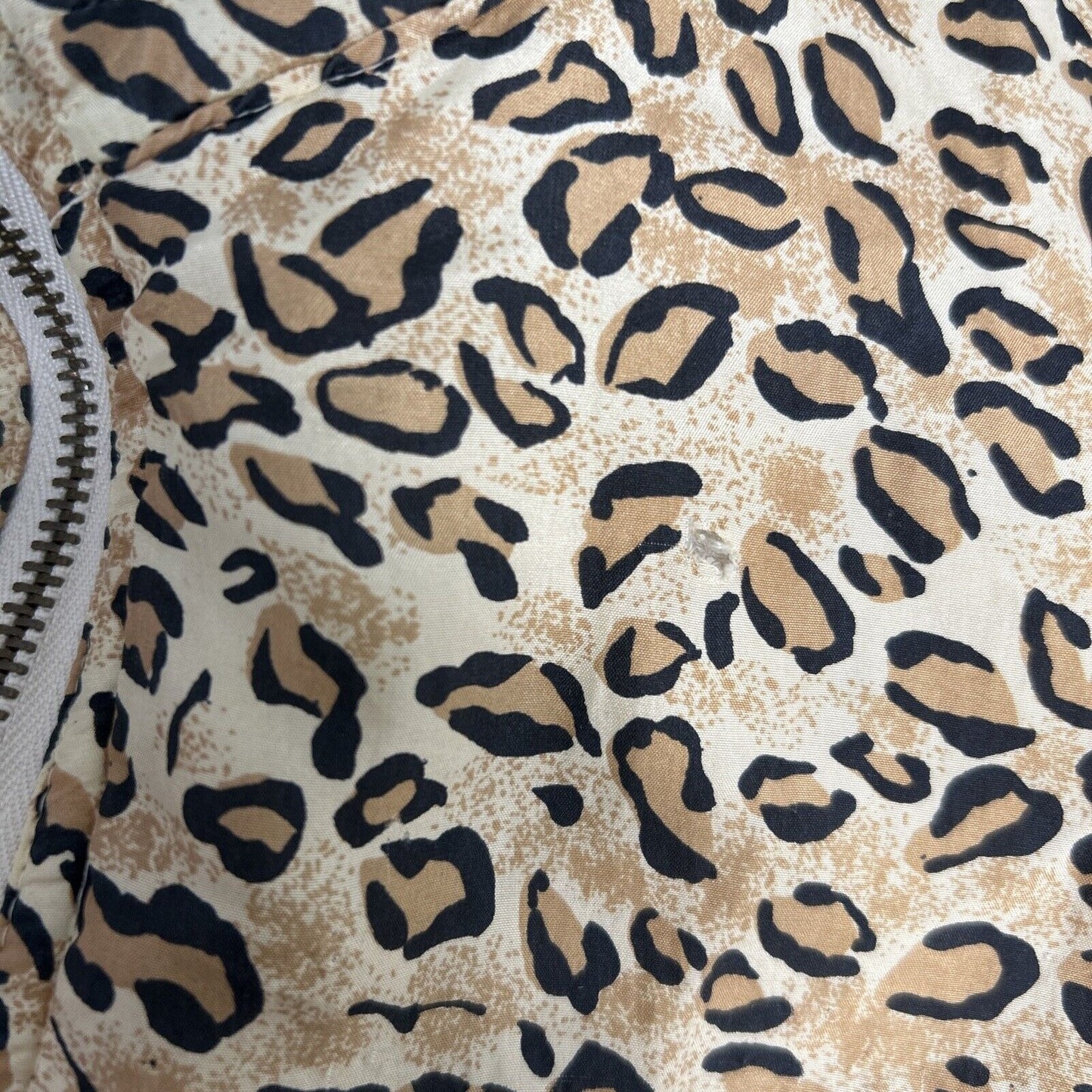 VTG FUDA International Leopard Print Full Zip 100% Silk Bomber Style Jacket L
