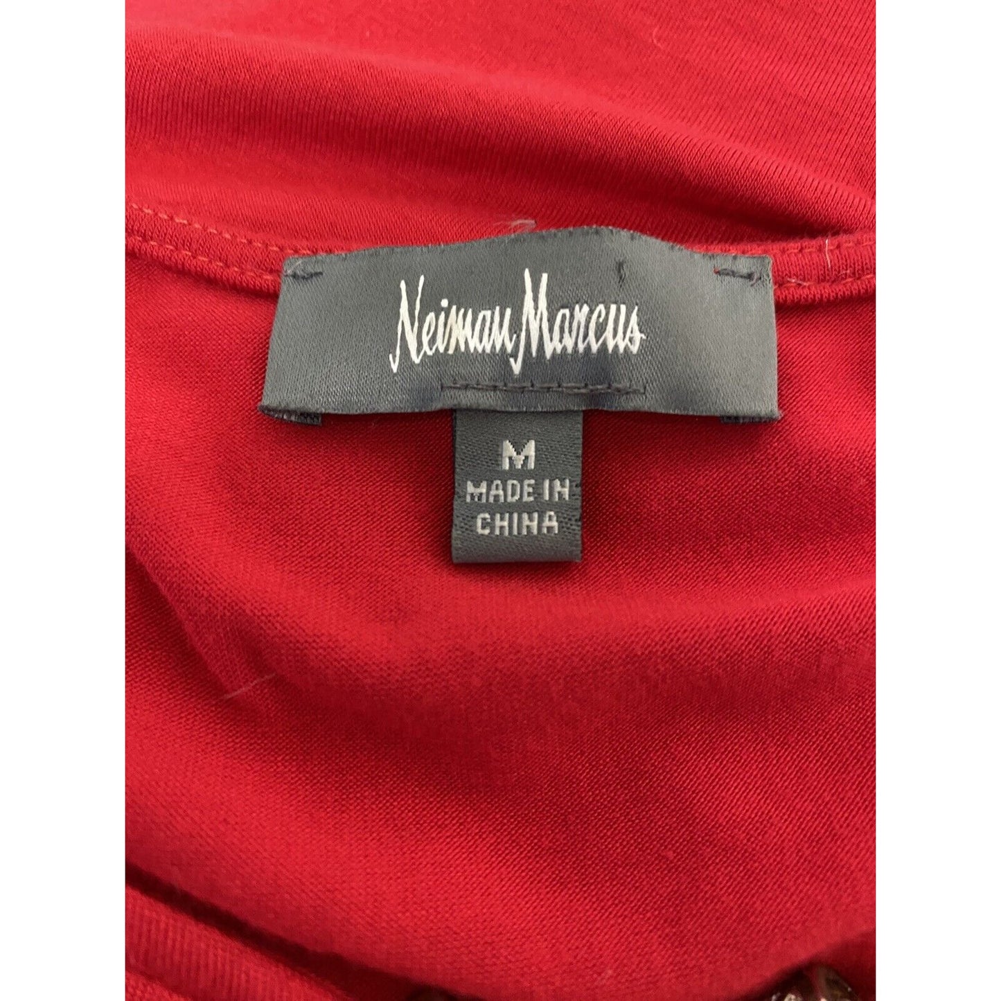 Neiman Marcus Red Sleeveless Jewel Keyhole V Neck Tunic Viscose Blouse M
