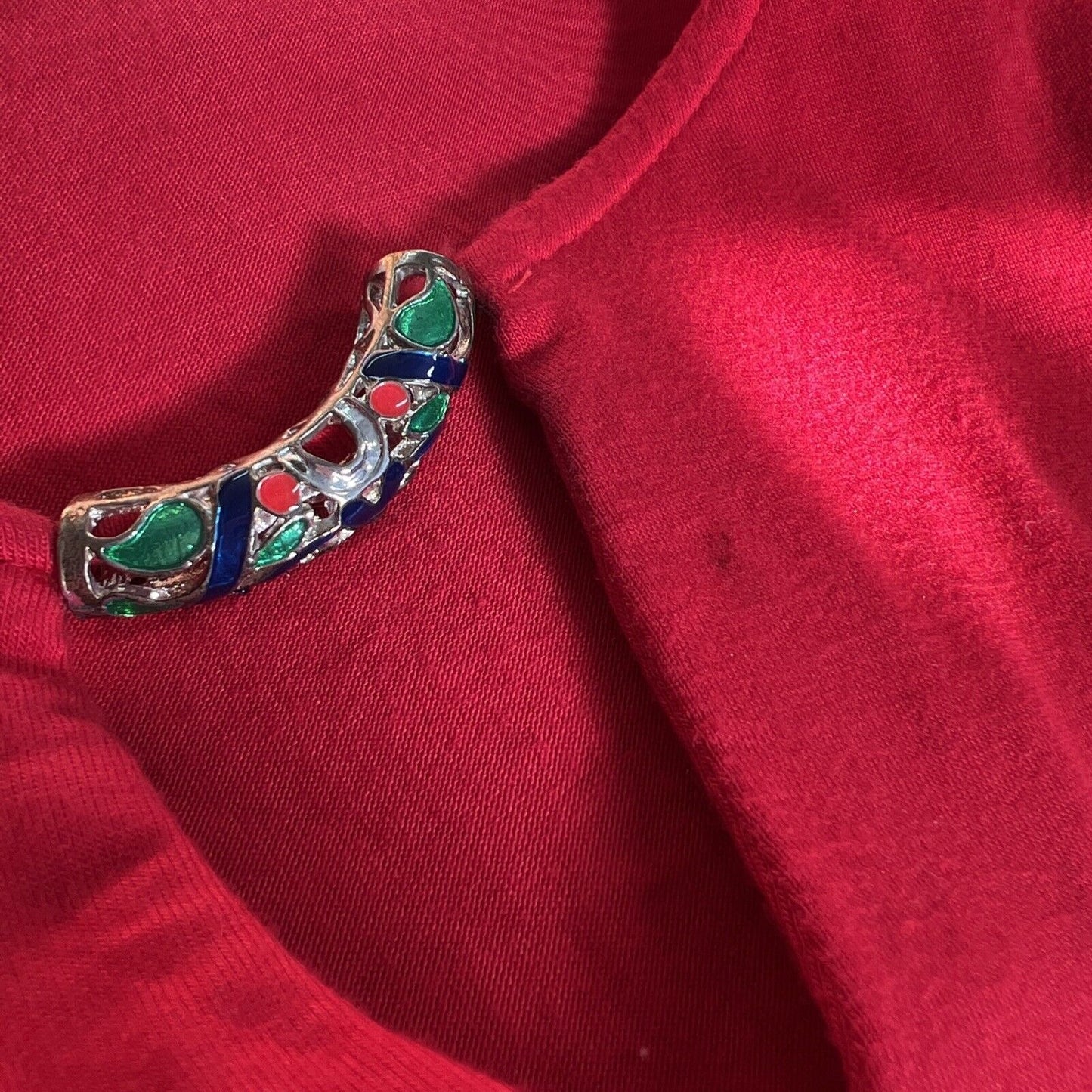 Neiman Marcus Red Sleeveless Jewel Keyhole V Neck Tunic Viscose Blouse M