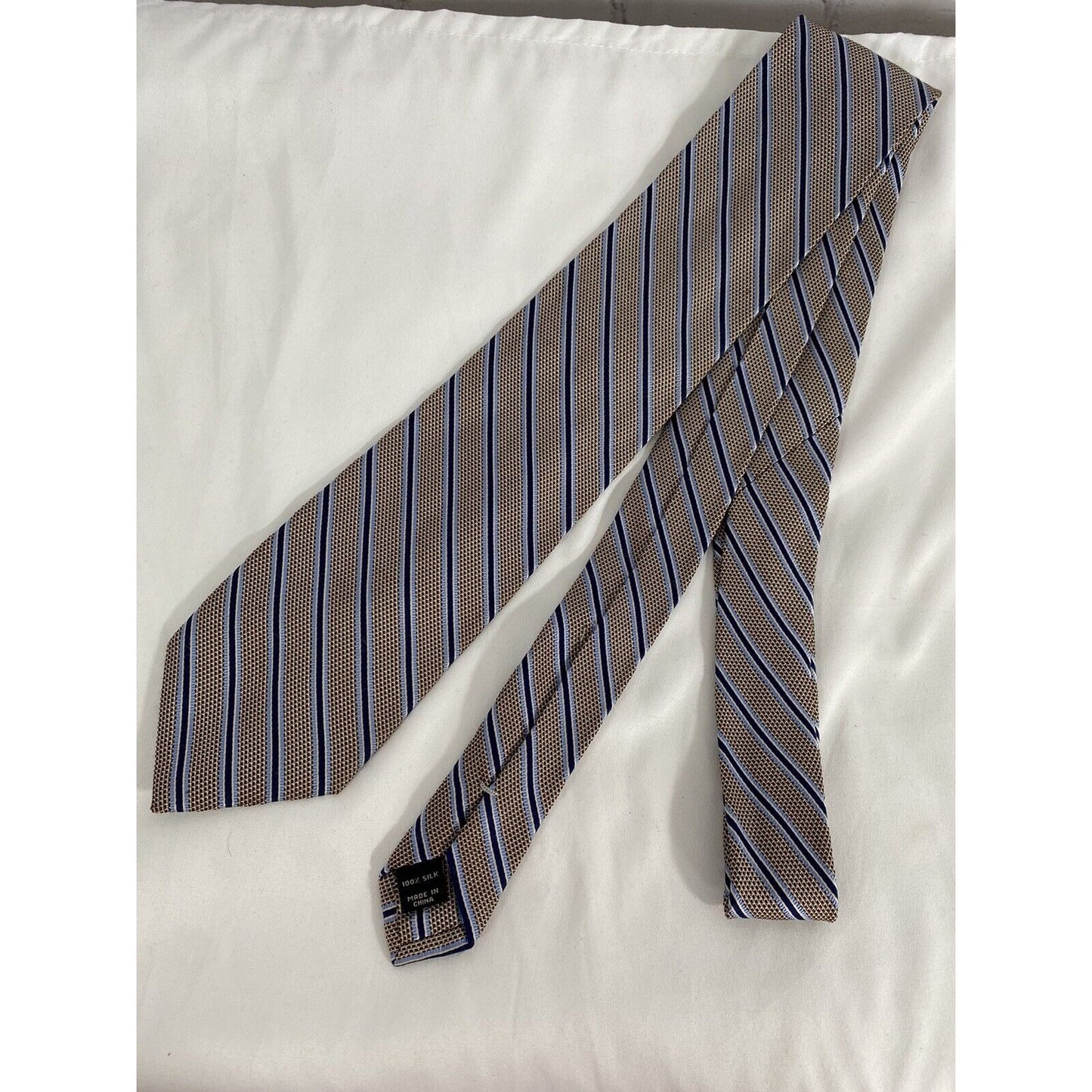 Jos A Bank Signature Collection Brown Blue Striped Classic Neck Tie (60 x 3.5)