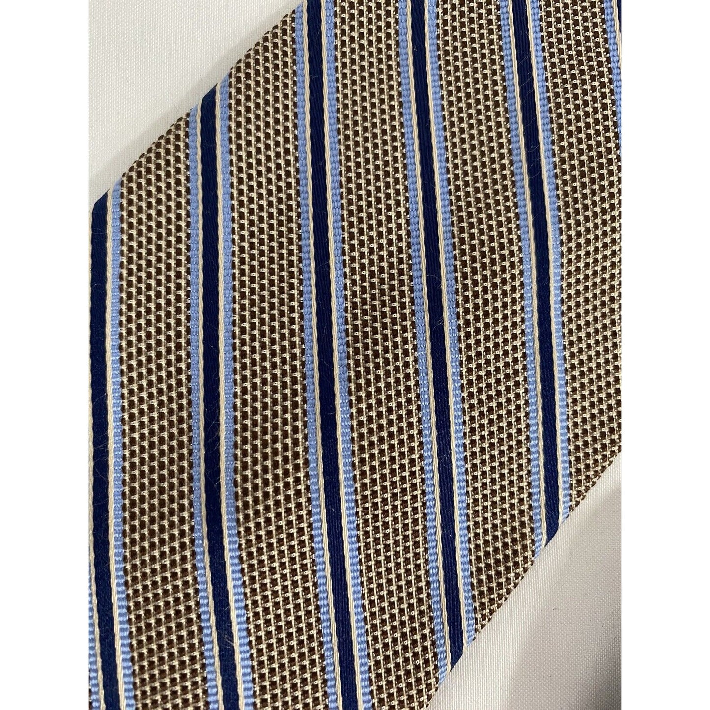 Jos A Bank Signature Collection Brown Blue Striped Classic Neck Tie (60 x 3.5)