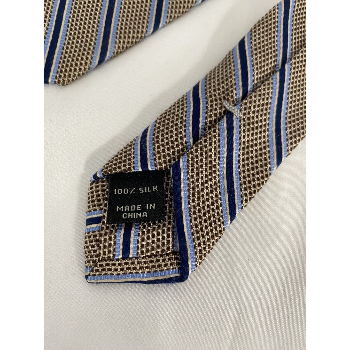 Jos A Bank Signature Collection Brown Blue Striped Classic Neck Tie (60 x 3.5)
