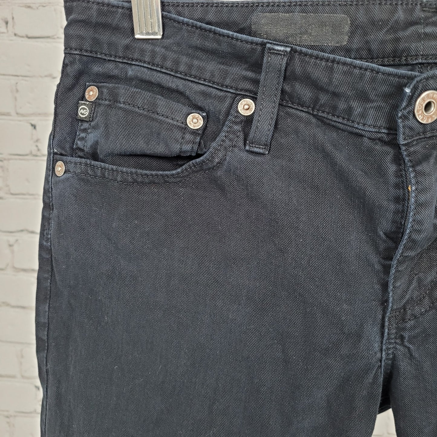 AG Adriano Goldschmied Black Denim Stretch Jeans USA Made Size 29R (32x30)