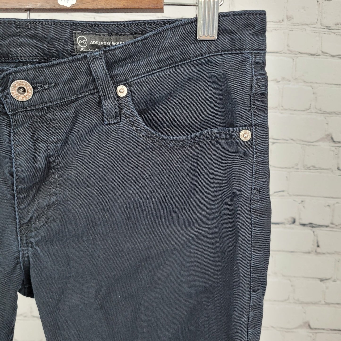 AG Adriano Goldschmied Black Denim Stretch Jeans USA Made Size 29R (32x30)