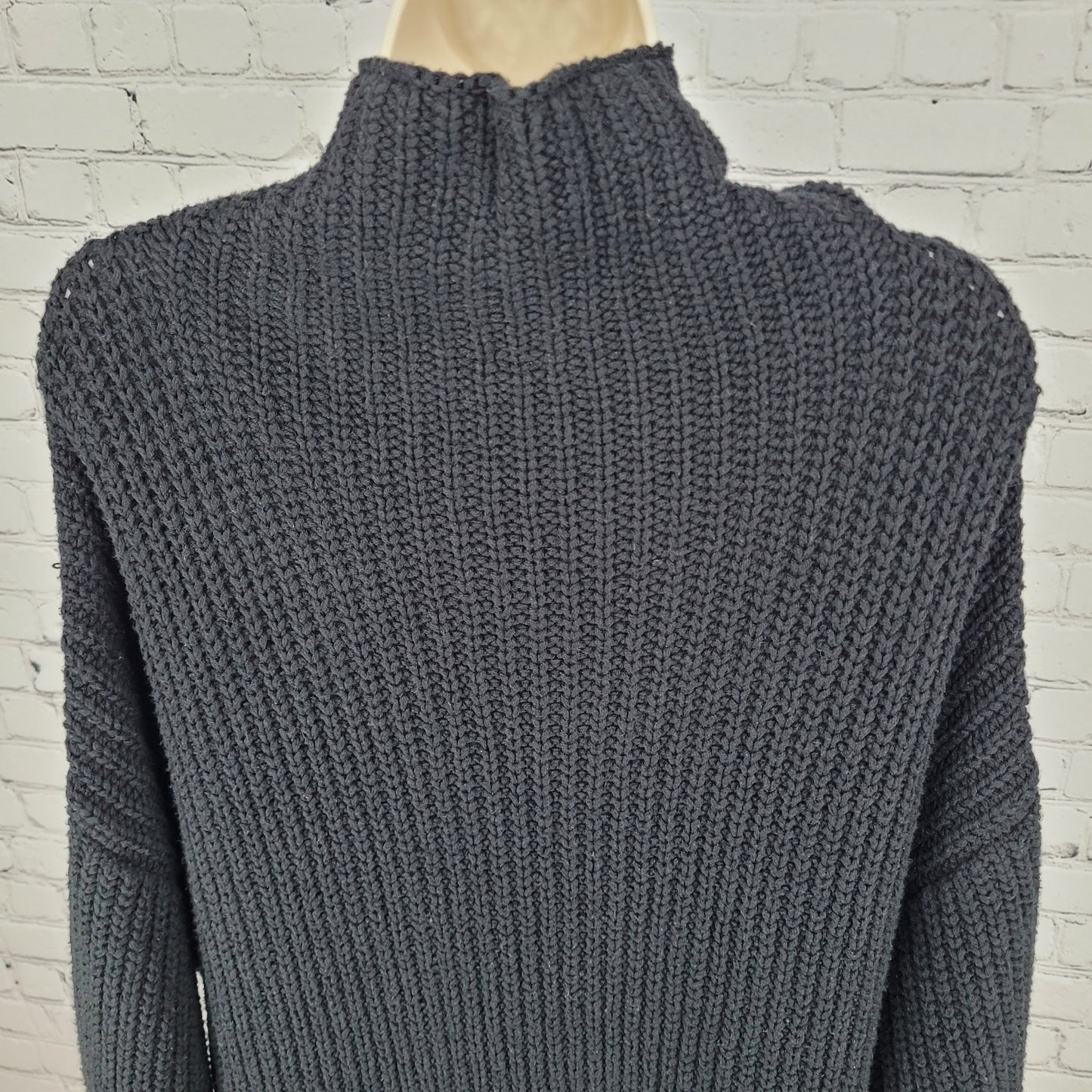Free People Black Chunky Knit Oversized Heavyweight Sweater Size Medium M